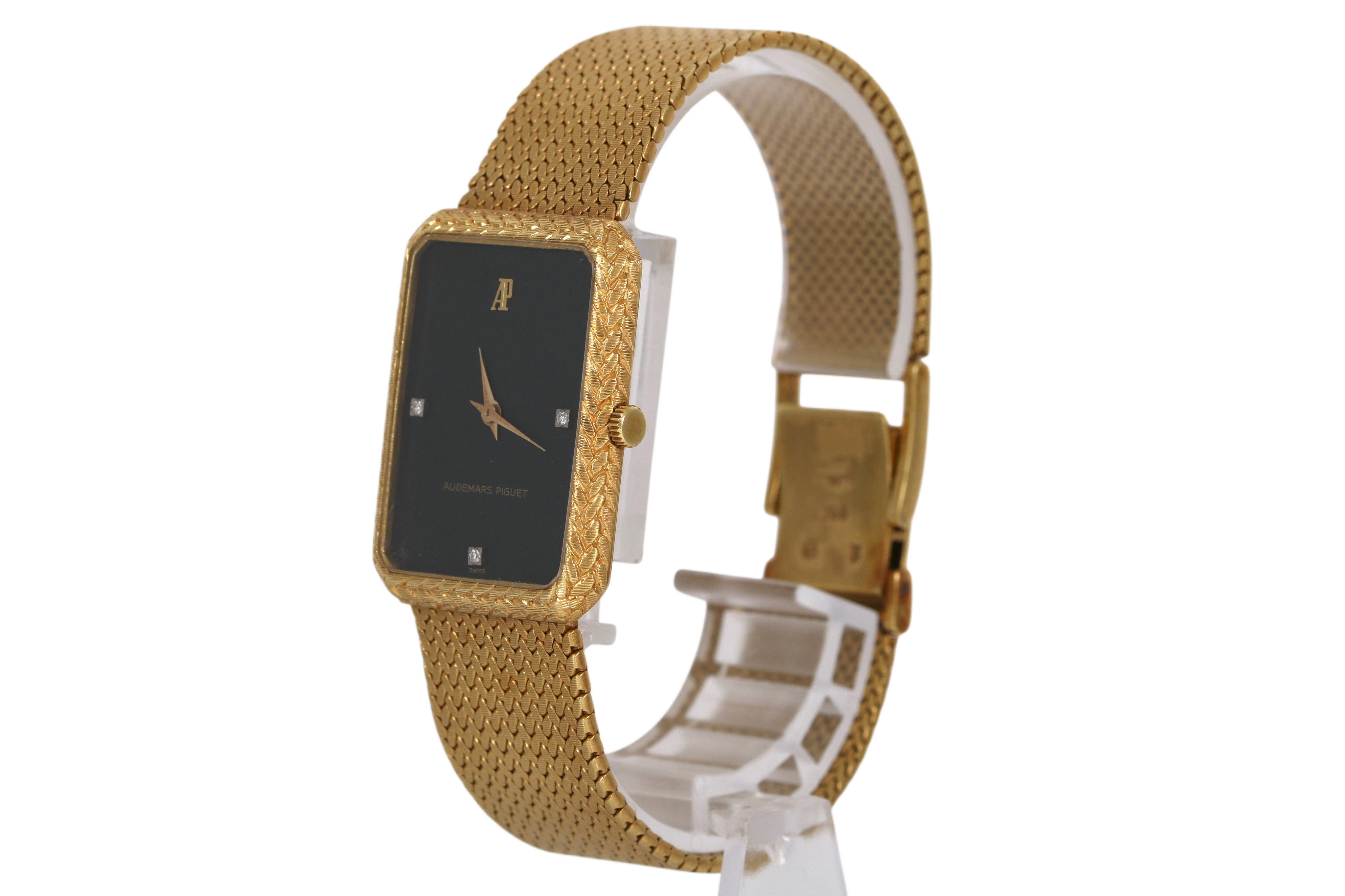 1980s Audemars Piguet 25mm 18K Yellow Gold (Black Diamond Dial)