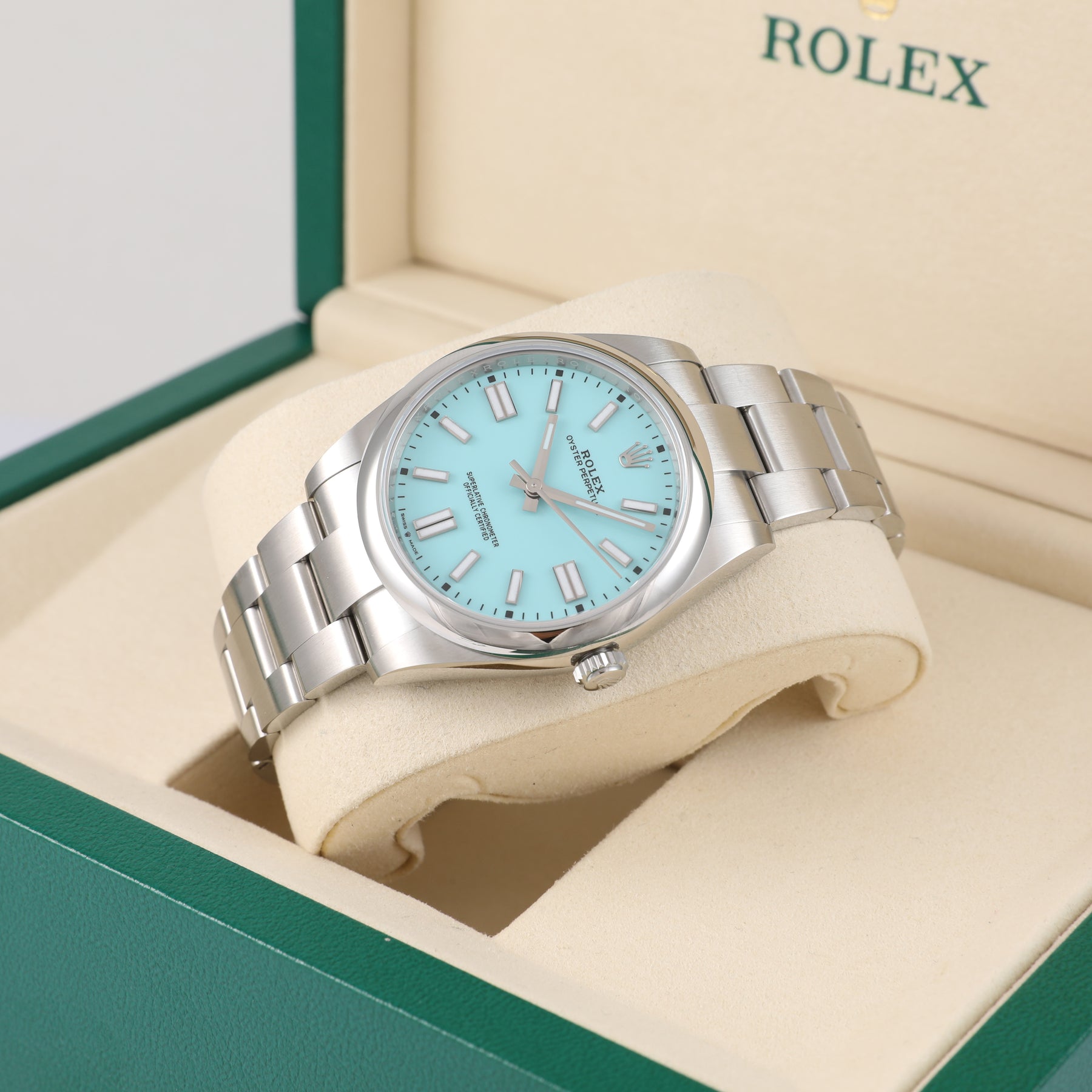UNWORN 2021 ROLEX 124300 Oyster Perpetual 41mm Turquoise with Box & Papers