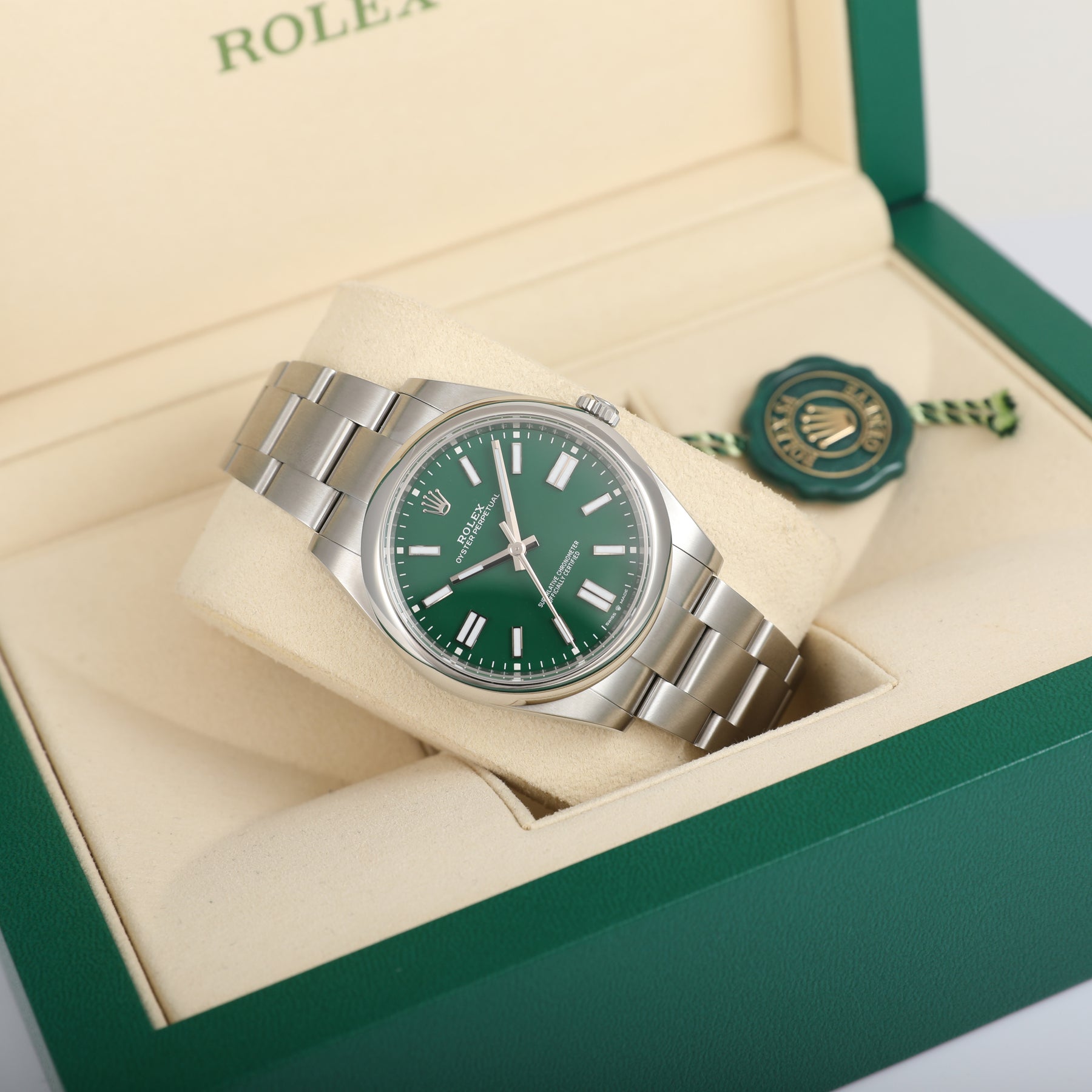 2023 ROLEX 124300 Oyster Perpetual 41mm Green Dial with Box & Papers