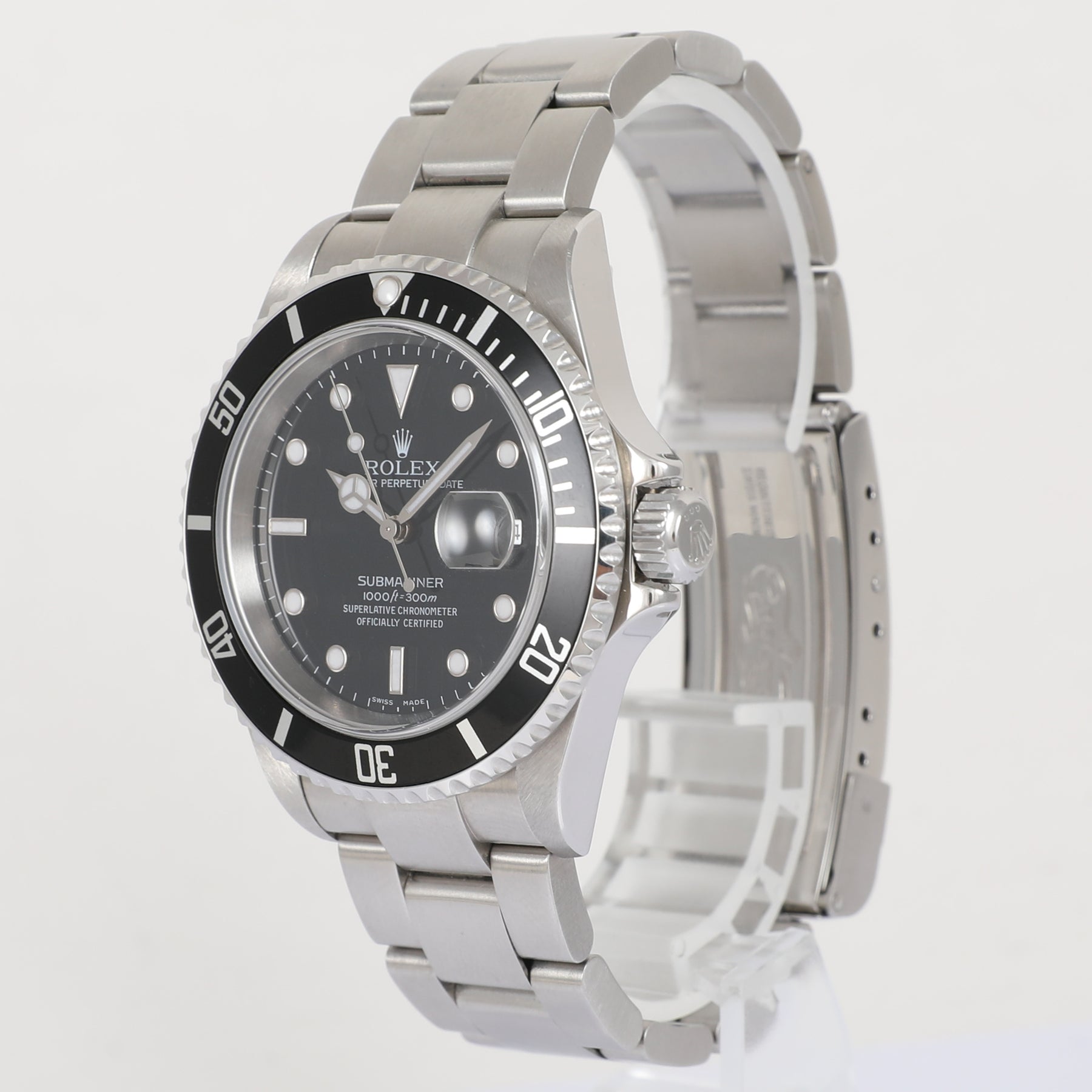 2005 ROLEX 16610 Submariner No Holes Case with Box & Papers
