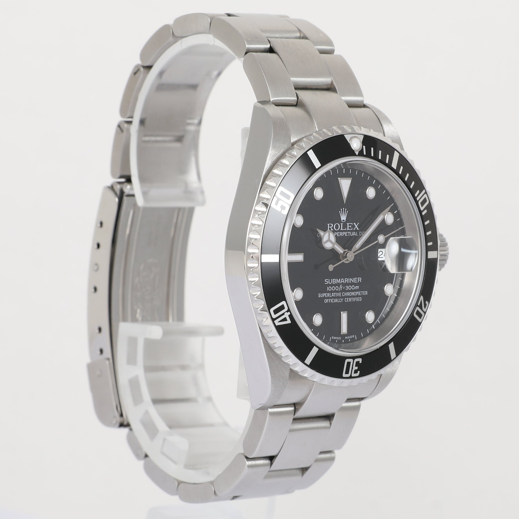 2005 ROLEX 16610 Submariner No Holes Case with Box & Papers