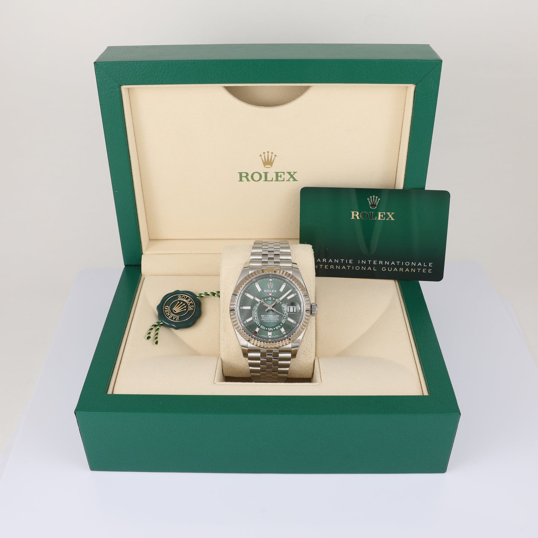 2024 ROLEX 336934 Sky-Dweller Green Dial Jubilee with Box & Papers