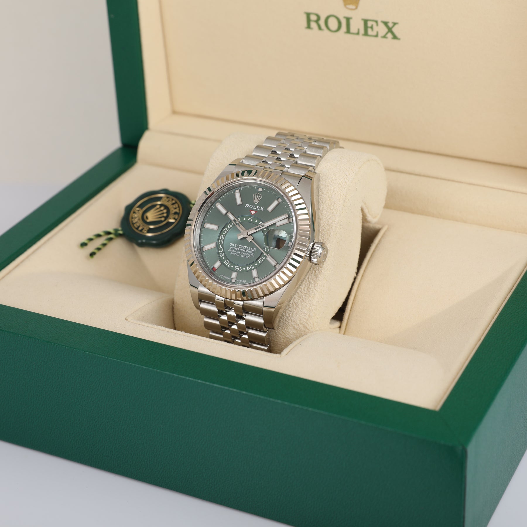 2024 ROLEX 336934 Sky-Dweller Green Dial Jubilee with Box & Papers
