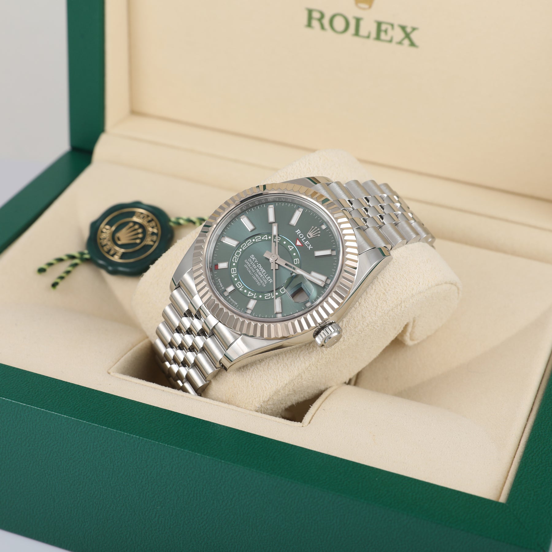 2024 ROLEX 336934 Sky-Dweller Green Dial Jubilee with Box & Papers