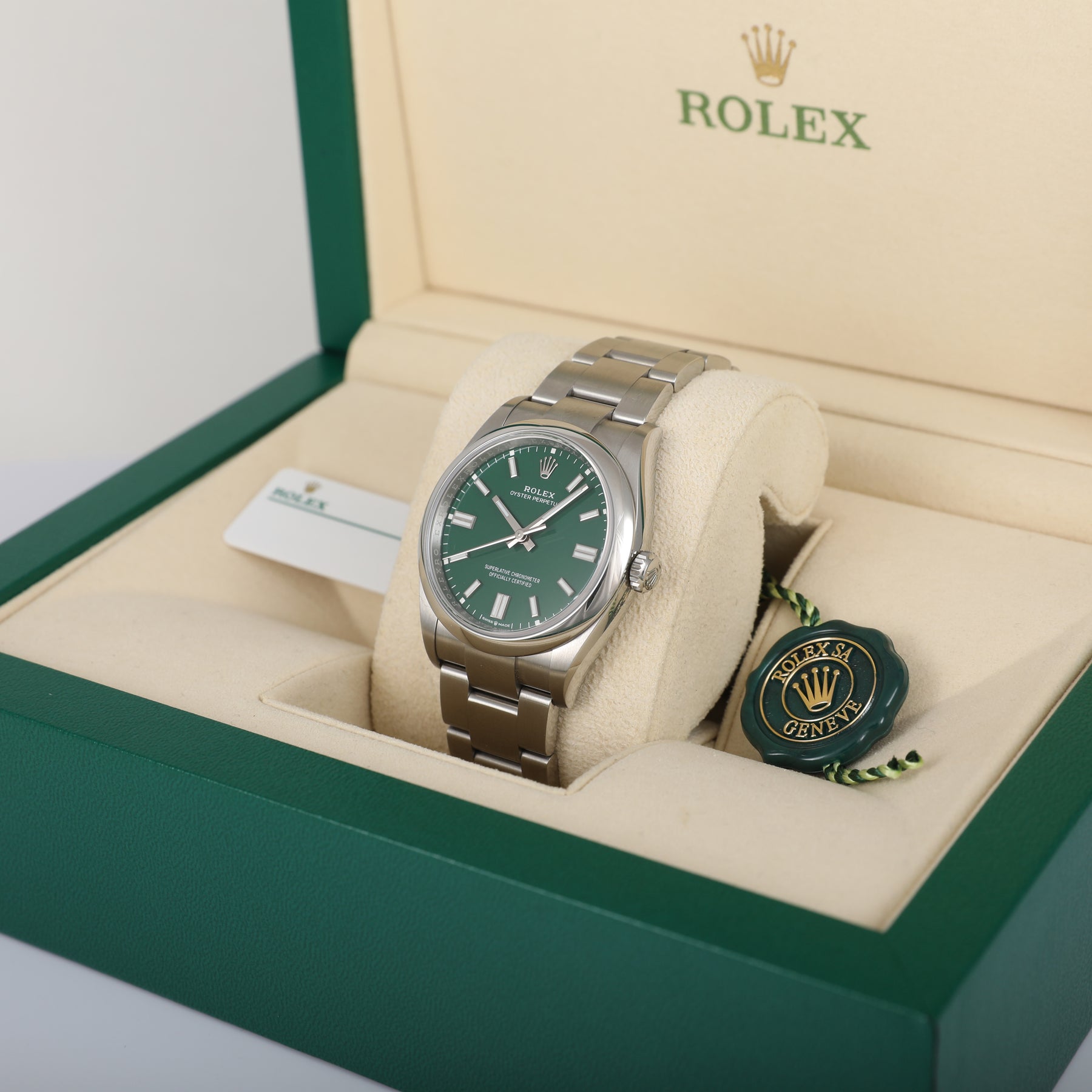 2024 ROLEX 126000 Oyster Perpetual 36mm Green with Box & Papers