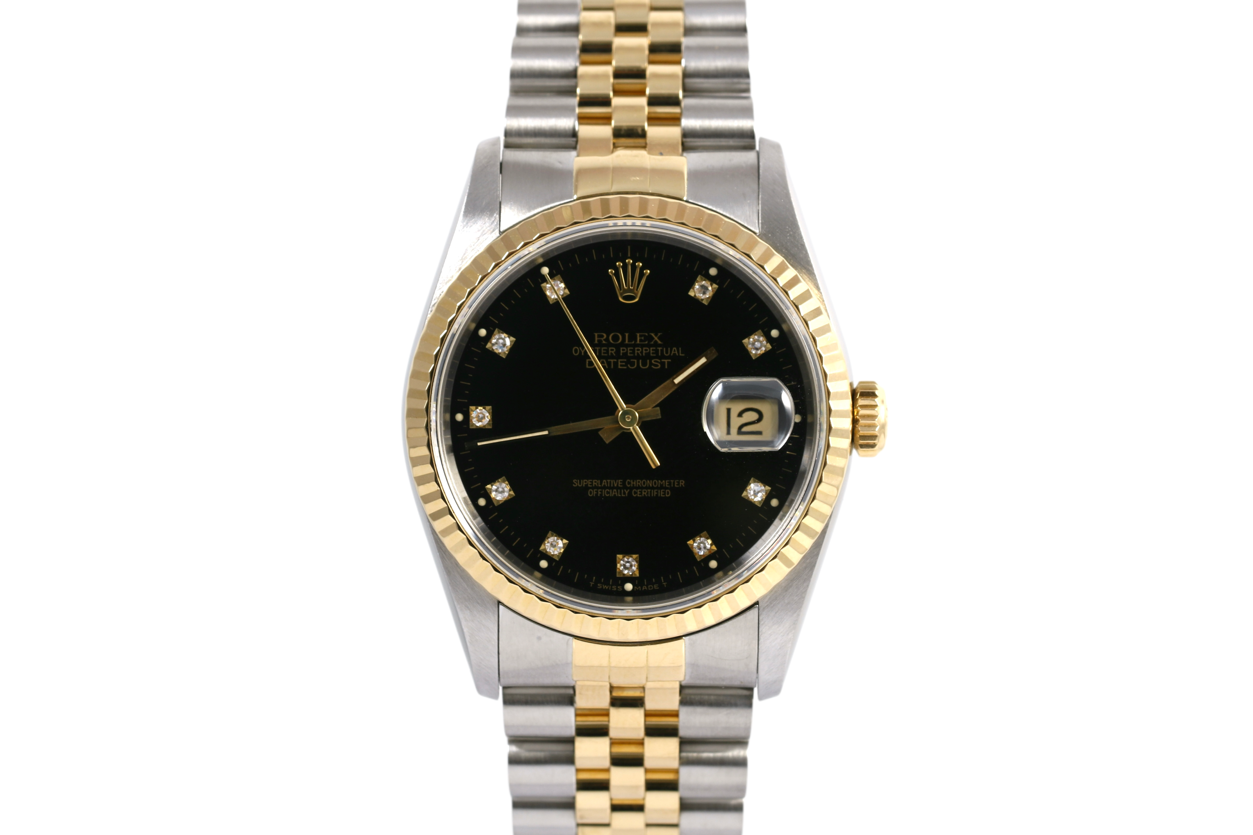 1991 Rolex Datejust 36mm - 16233G (Factory Black Diamond)
