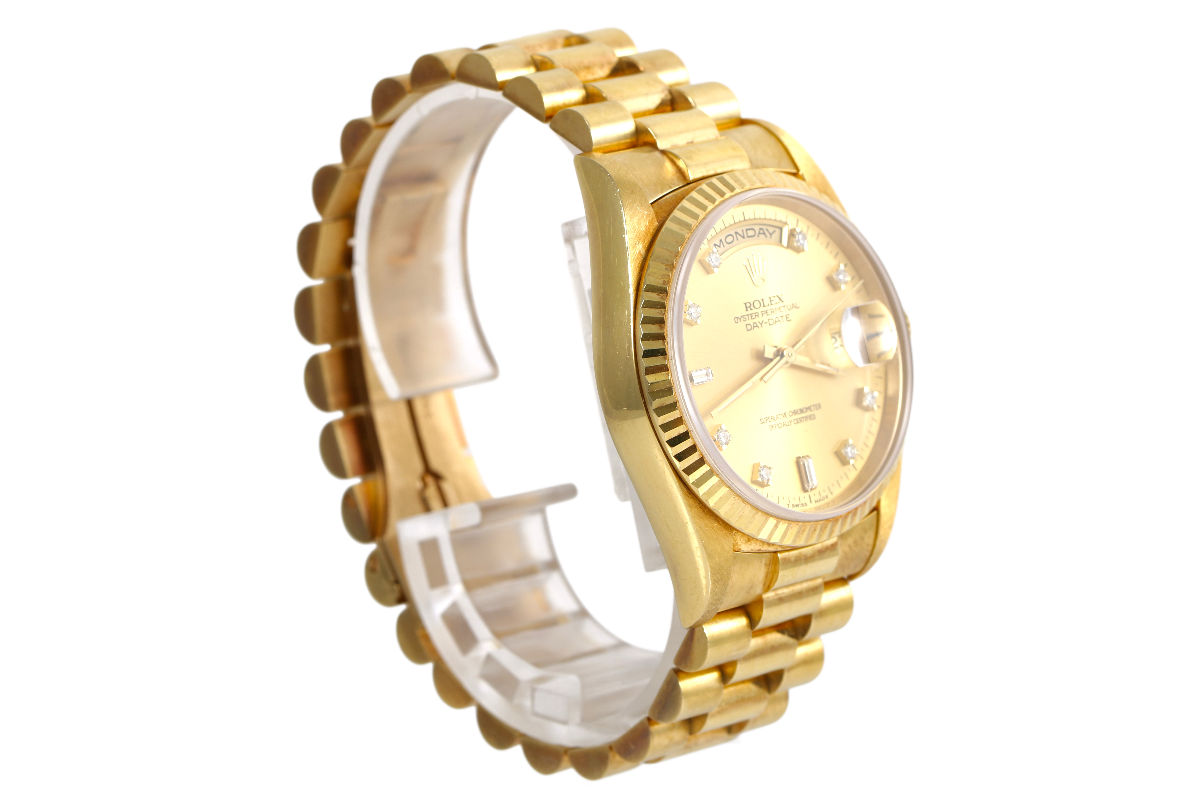 UNPOLISHED/Case-back Stickered 1994 Rolex Day-Date 36mm - 18238 (Factory Champagne Diamond)
