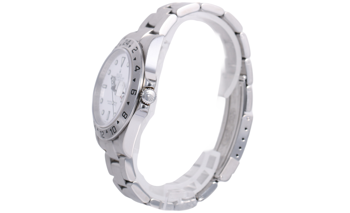 3186 Movement 2007 Rolex Explorer II 40mm Inner Bezel Engraved & Solid End Links - 16570 (Polar)