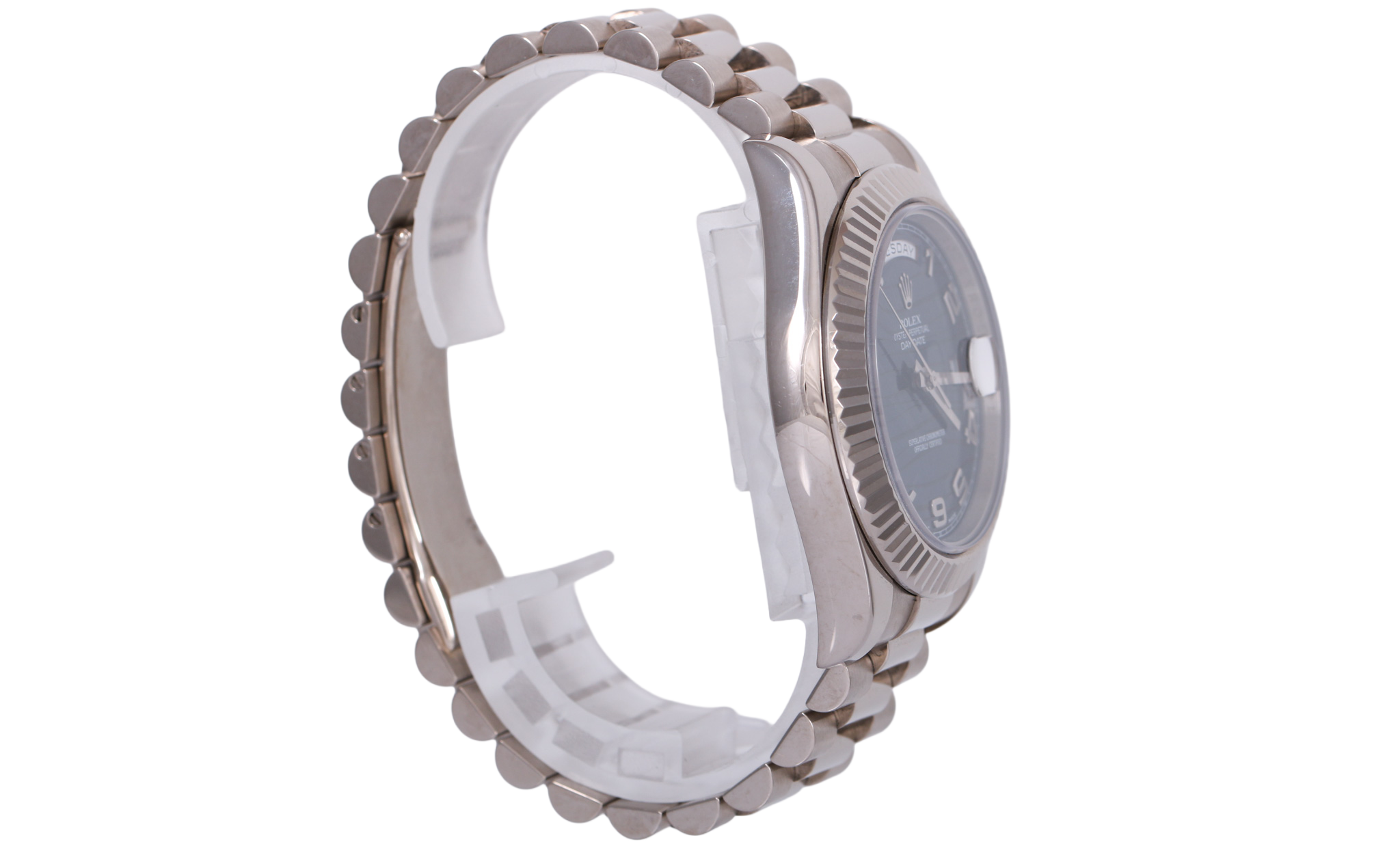 2008 Rolex Daydate 41mm 18K White Gold - 218239 (Blue Wave)