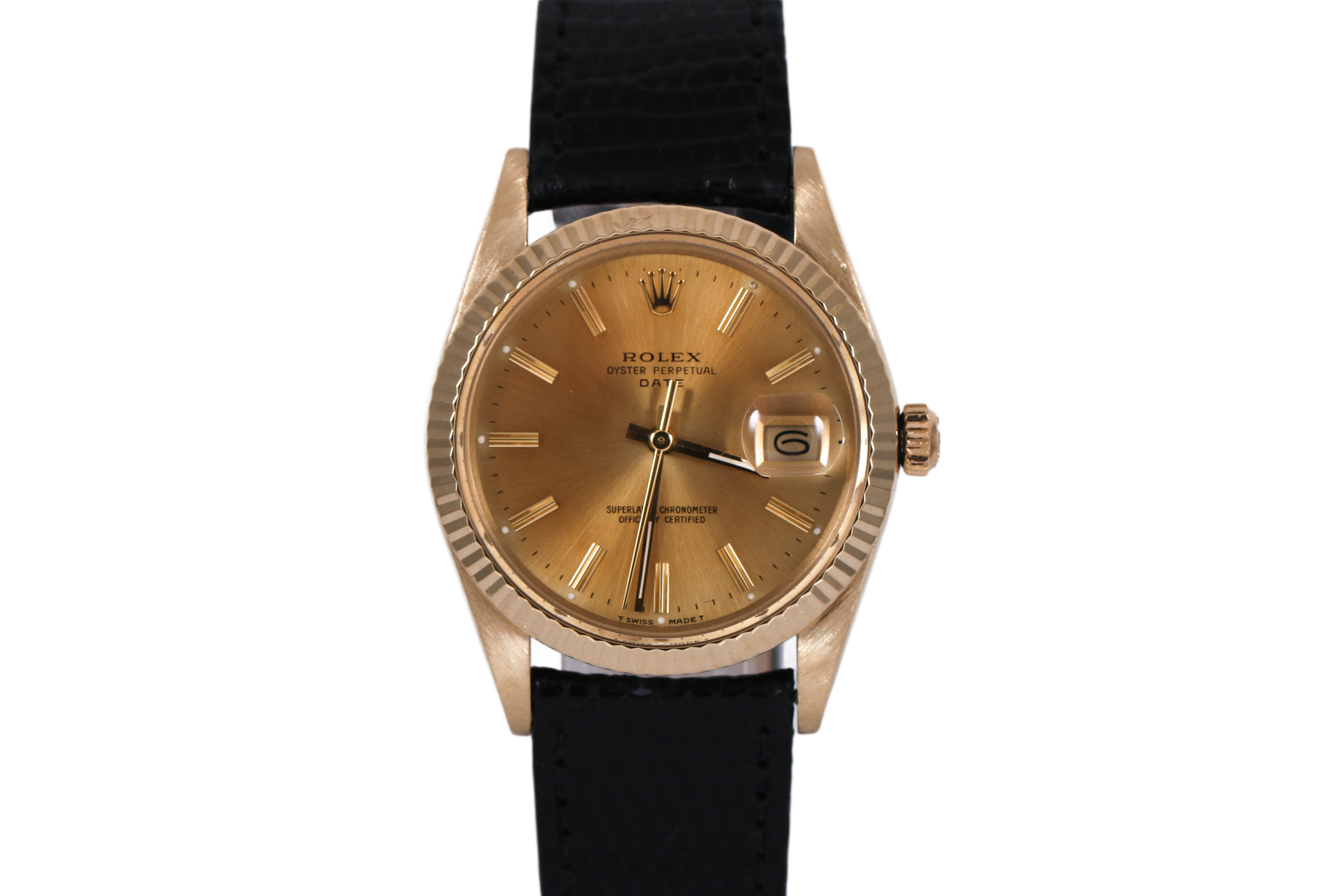 1987 Rolex Oyster Perpetual Date 14K Yellow Gold - 15007 (Champagne)