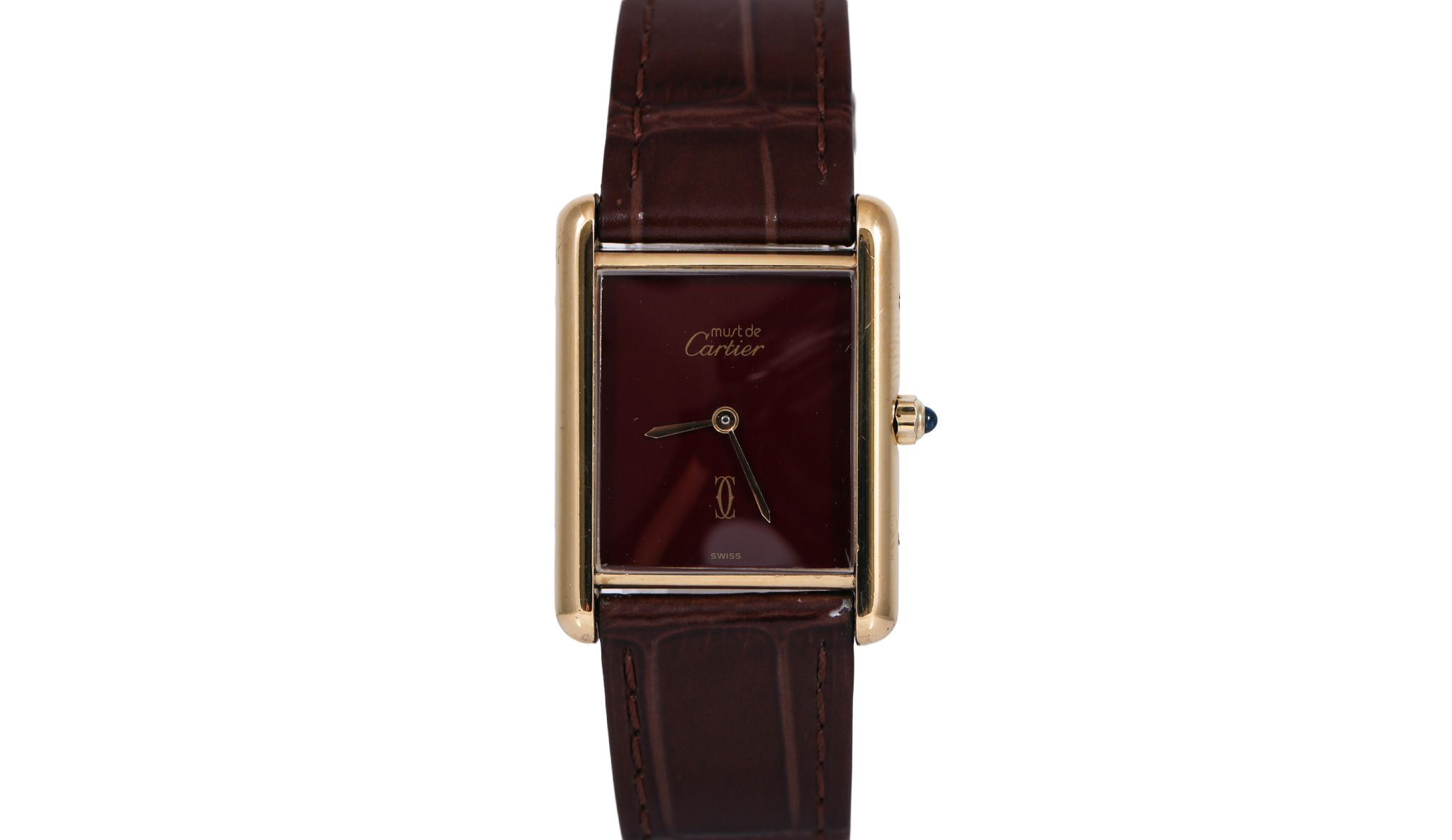 1990s Cartier Tank (Must de Cartier) 81006 23mm (Brown/Burgundy)