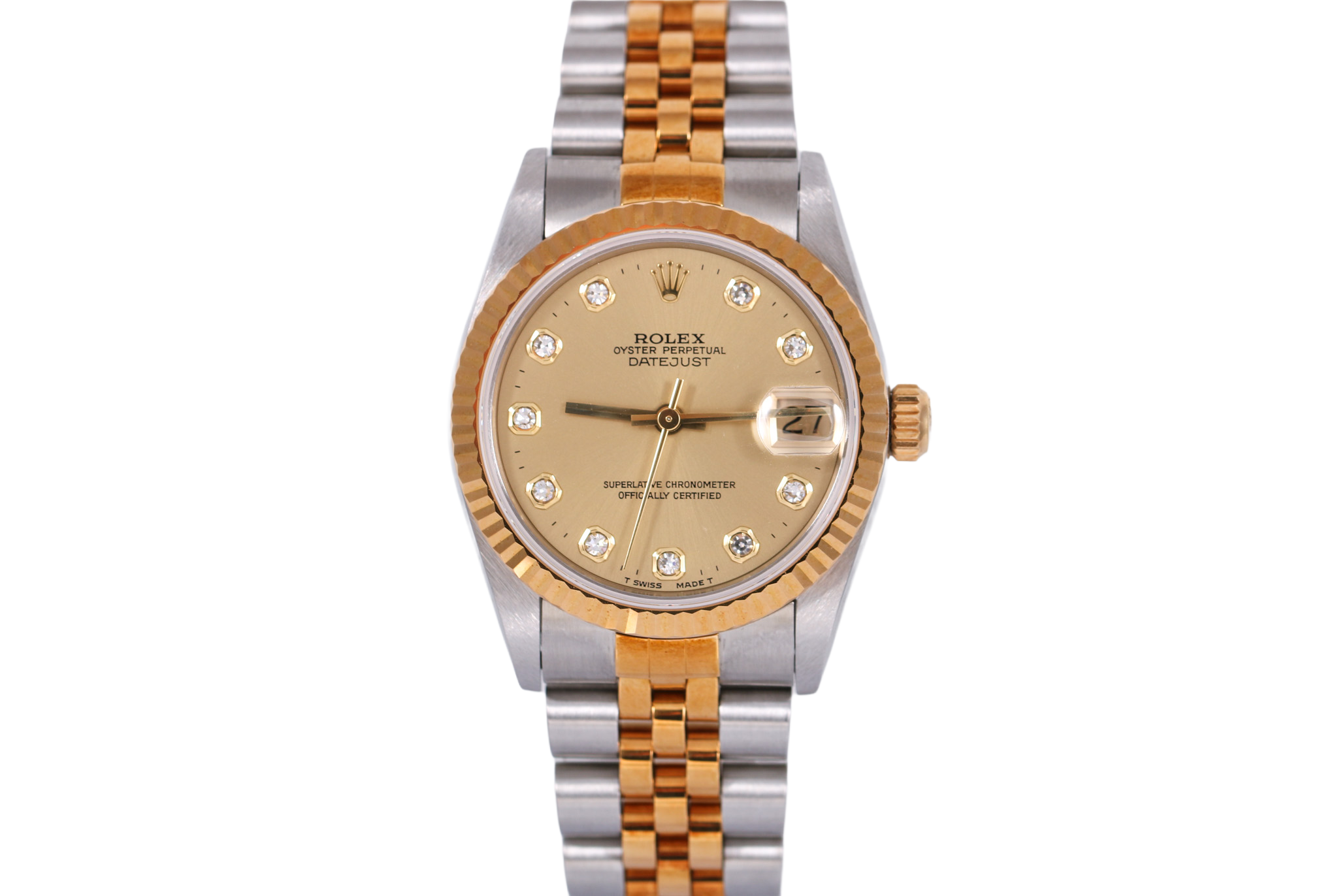 UNPOLISHED 1997 Rolex Datejust 31mm - 68273 (Factory Champagne Diamond)