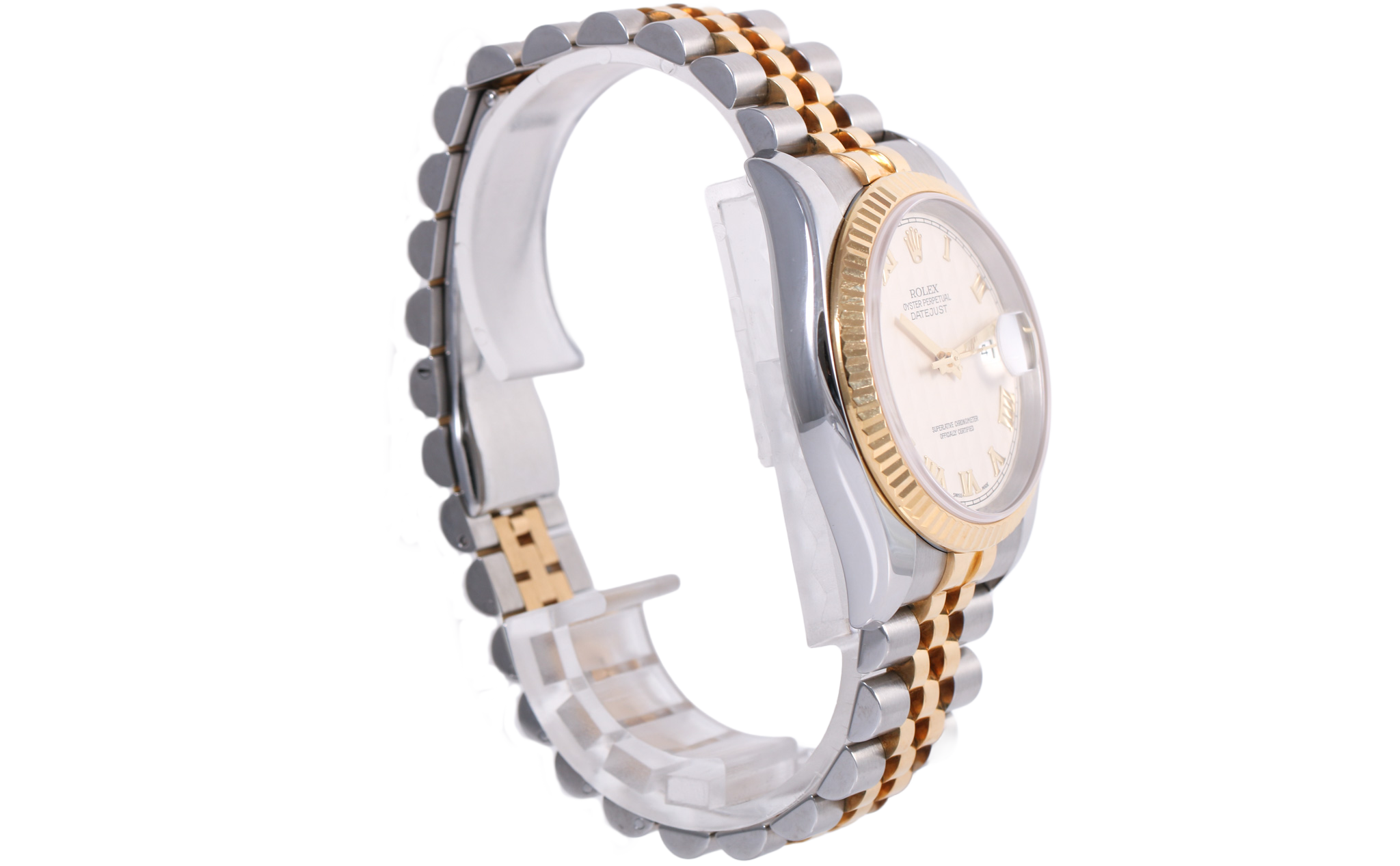 2004 Rolex Datejust 36mm Super Jubilee - 116233 (Ivory Pyramid Roman)