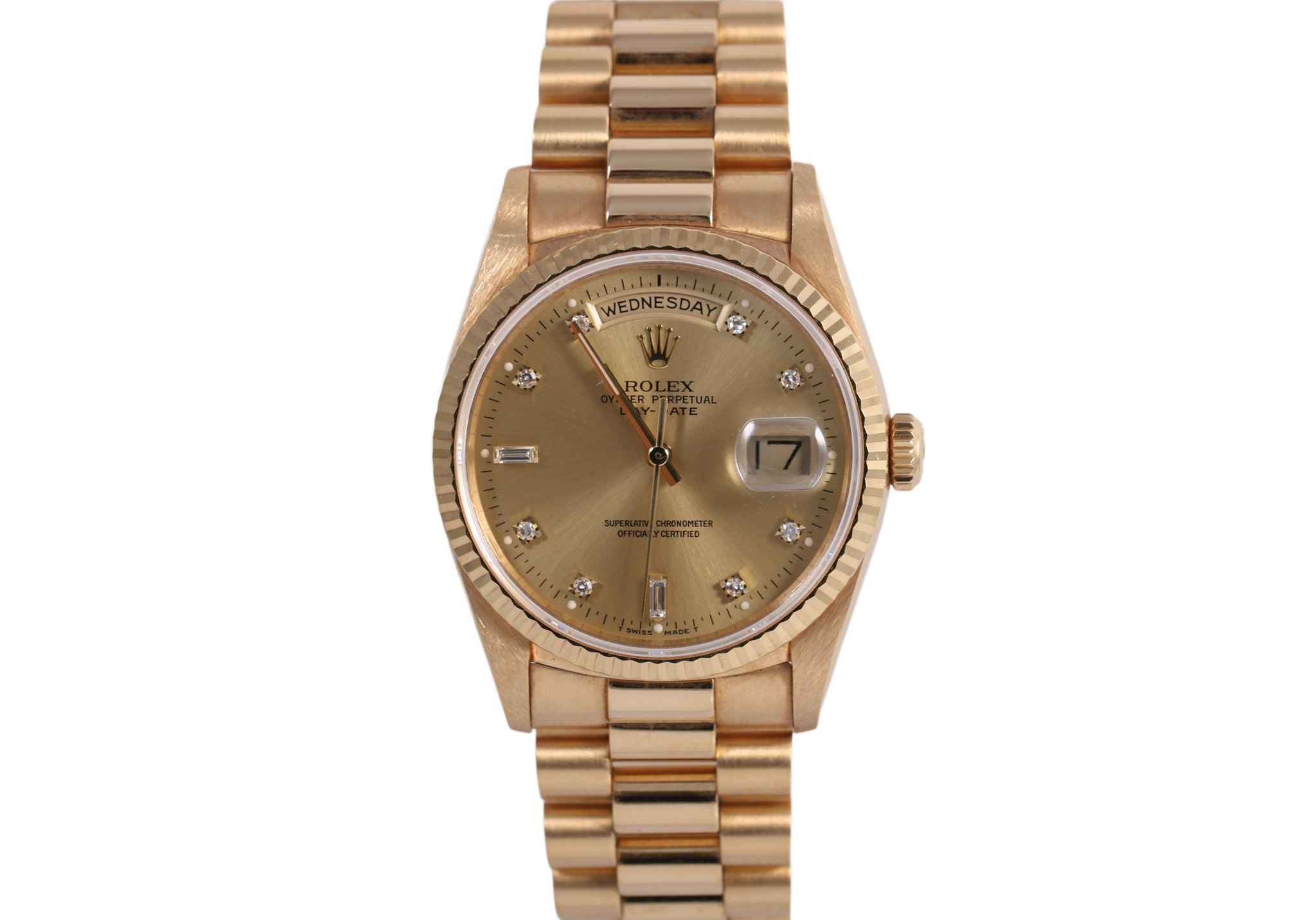 1987 Rolex Day-Date 36mm - 18238 (Factory Champagne Diamond)