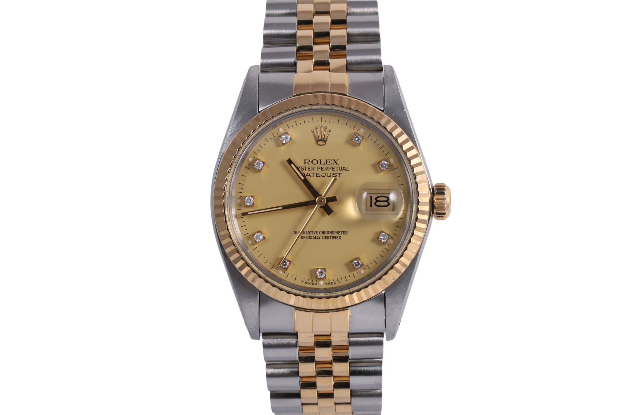 1985 Rolex Datejust 36mm - 16013 (Factory Champagne Diamond)