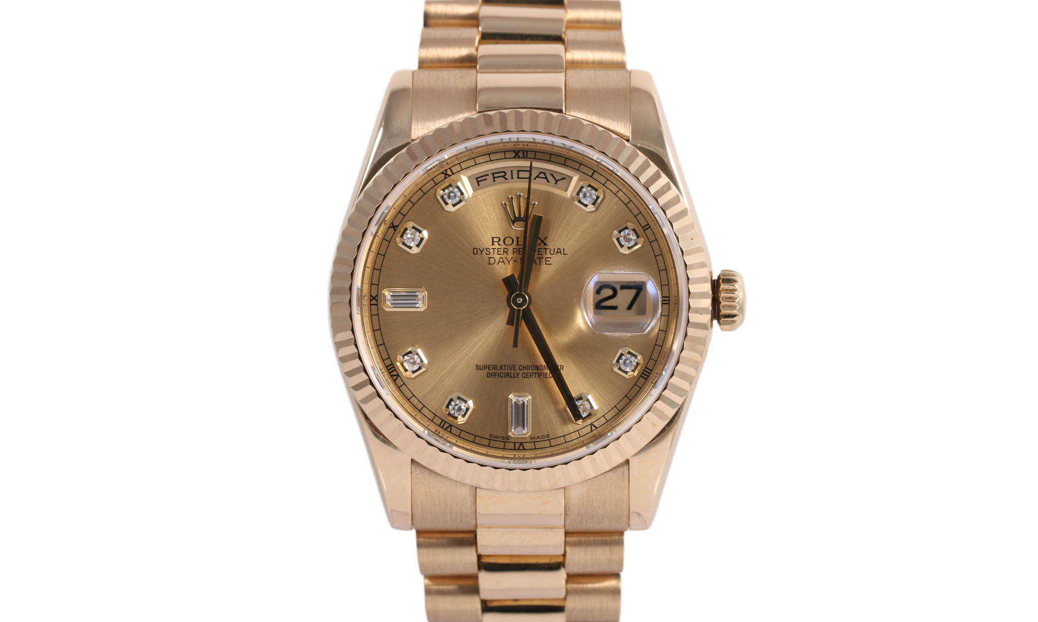 2008 Rolex Day-Date 36mm - 118238 (Factory Champagne Diamond)