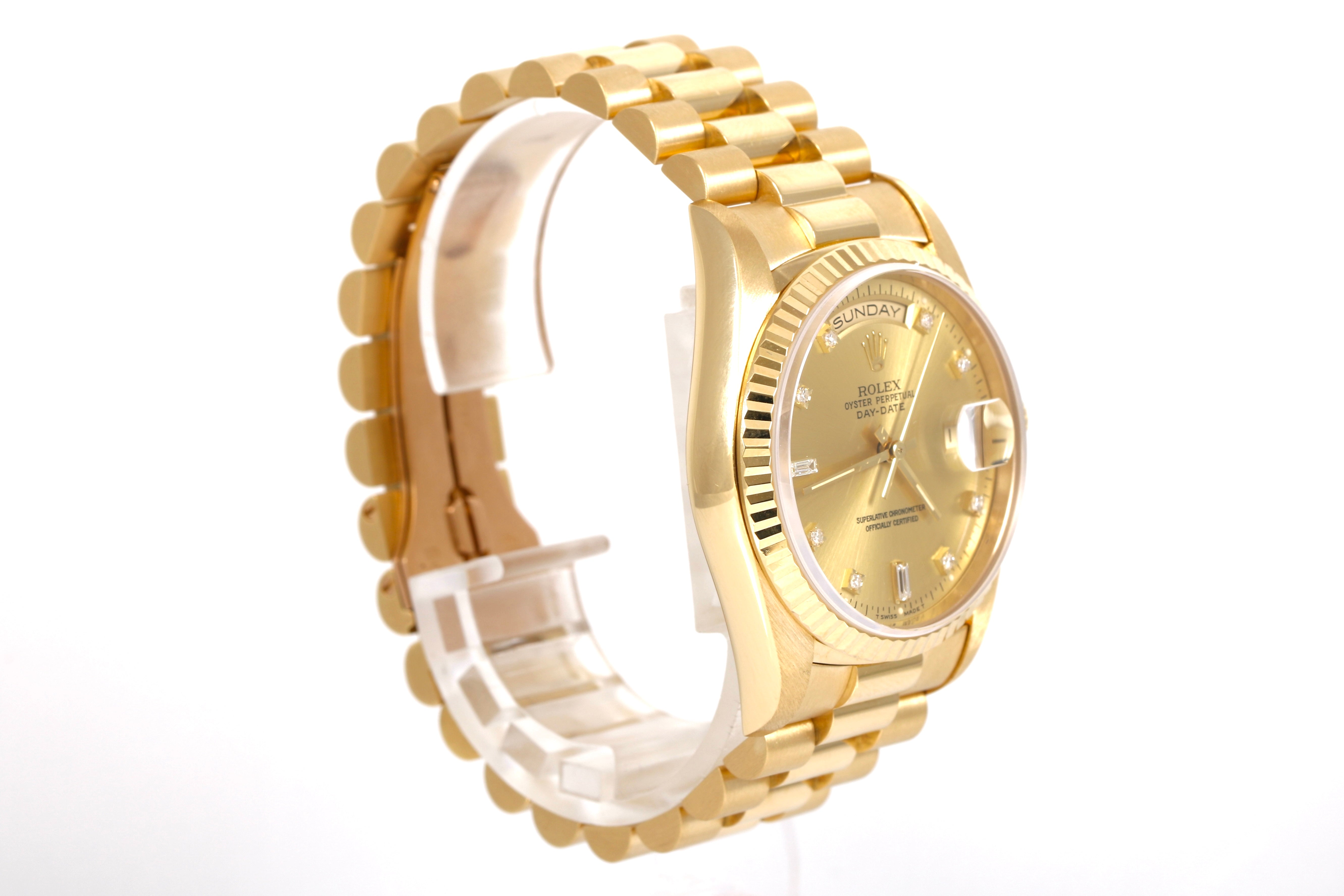 1991 Rolex Daydate 36mm - 18238 (Factory Champagne Diamond Dial)