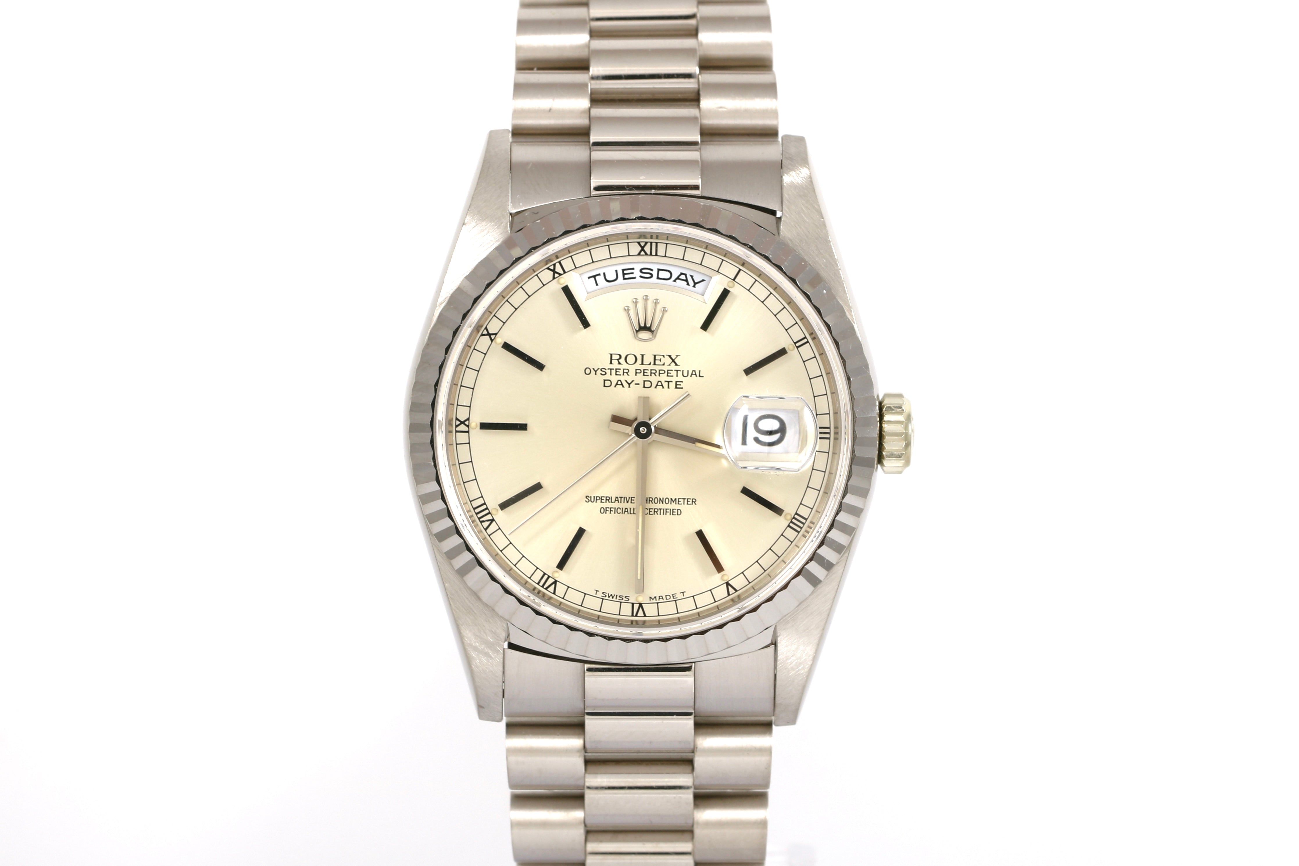 UNPOLISHED 1995 Rolex Daydate 36mm - 18239 (Silver)