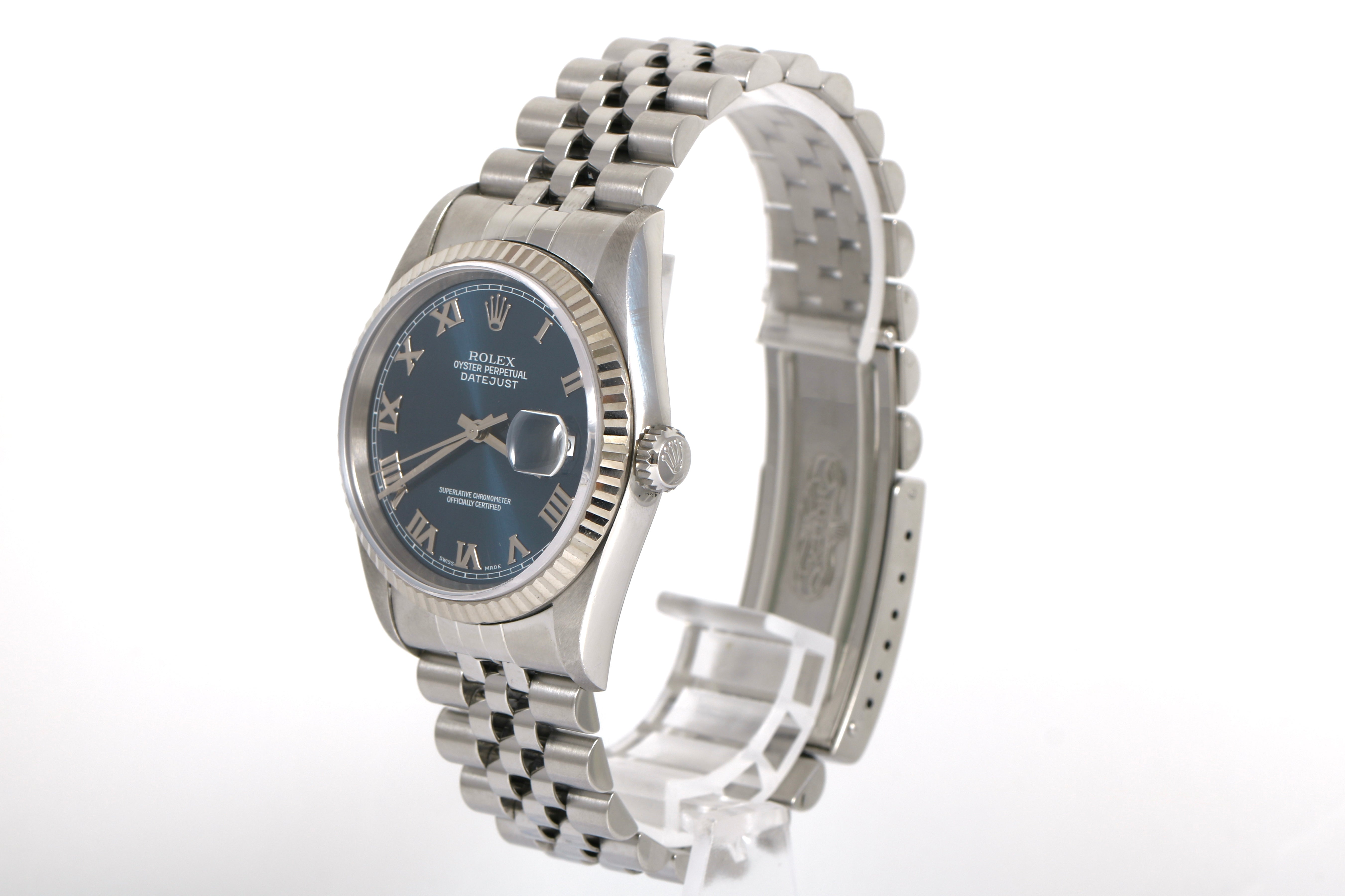 1996 Rolex Datejust 36mm No Holes Case - 16234 (Blue Roman)