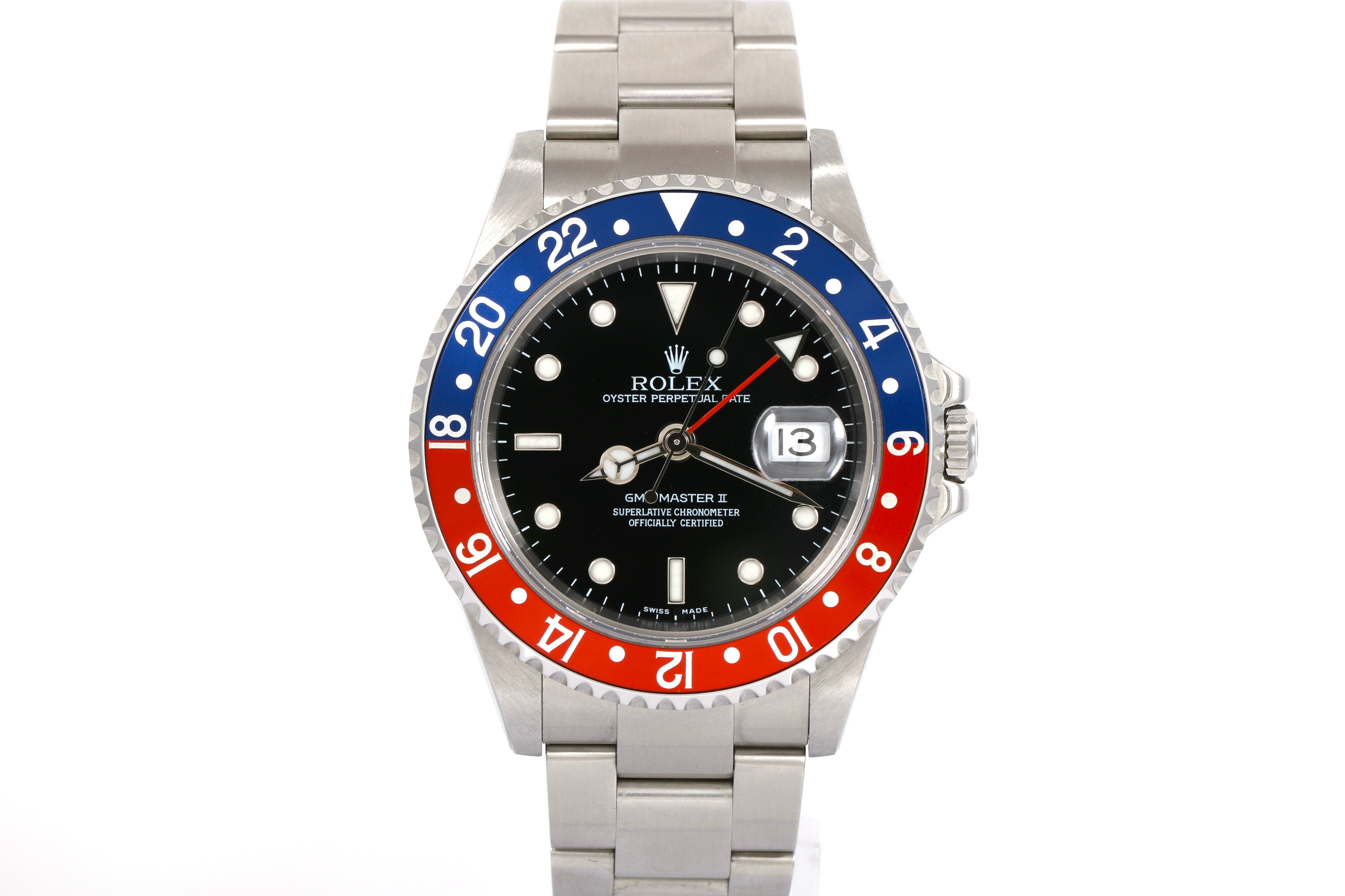 2005 Rolex GMT-MASTER II NO Holes Case - 16710 (Pepsi)
