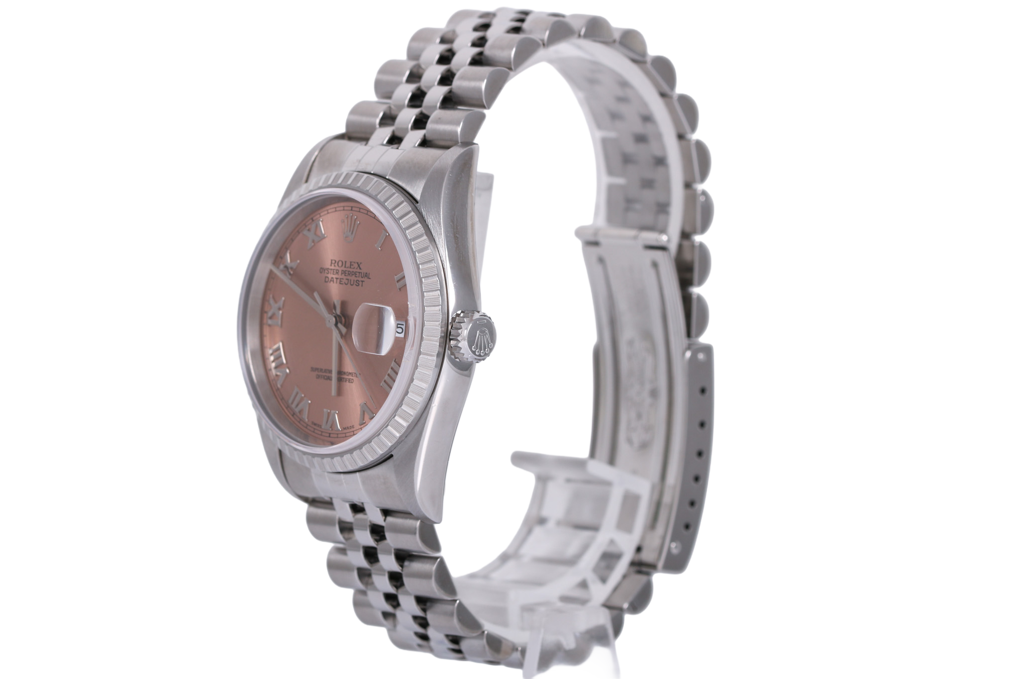 1997 Rolex Datejust 36mm No Holes Case - 16220 (Pink Roman)