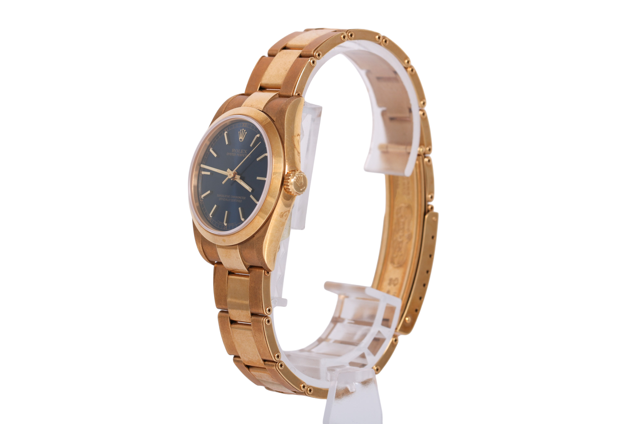 UNPOLISHED 1994 Rolex Oyster Perpetual 31mm 18K Yellow Gold - 67488 (Blue)