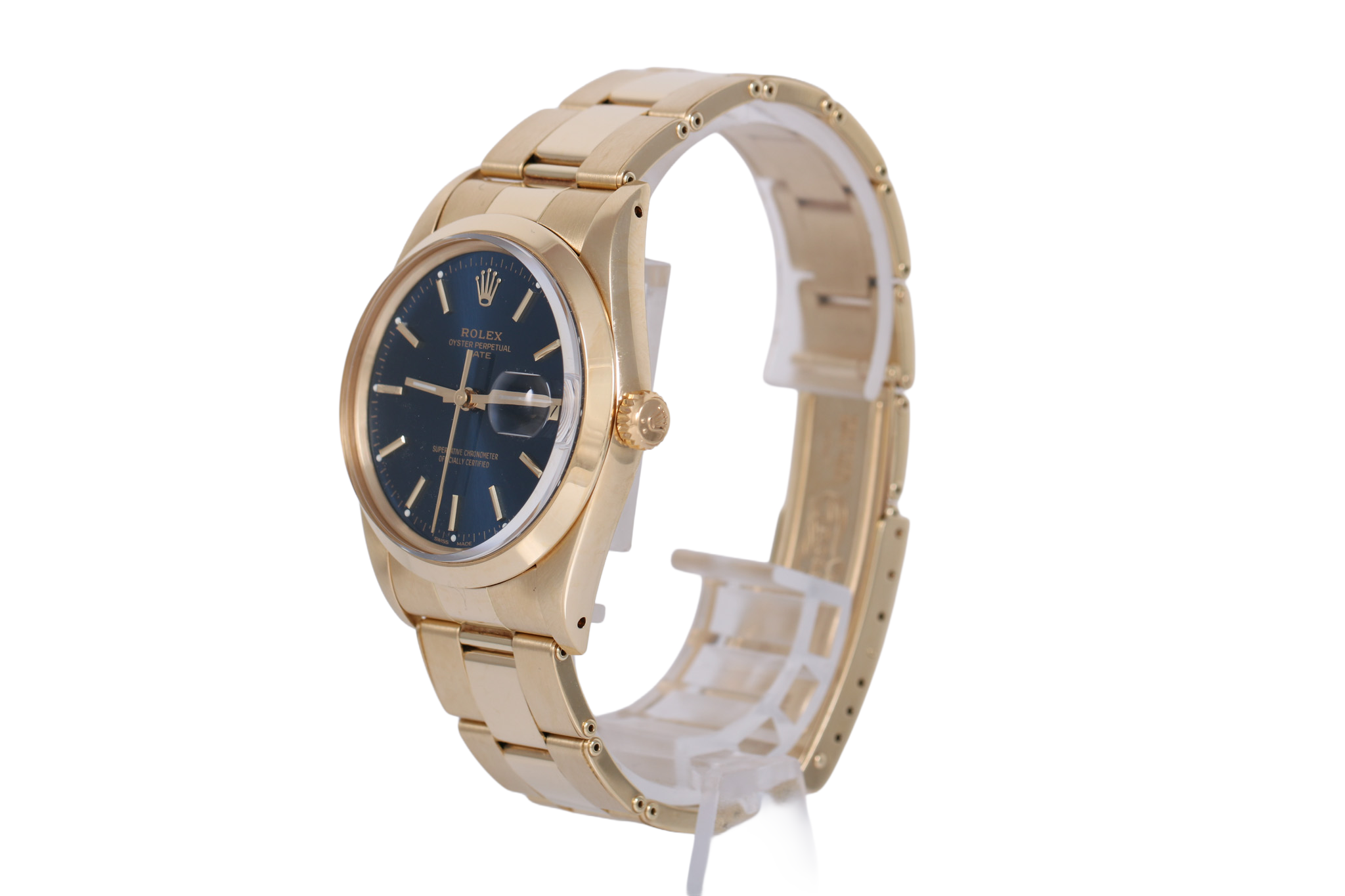 1987 Rolex Oyster Perpetual Date 14K Yellow Gold - 15007 (Blue)