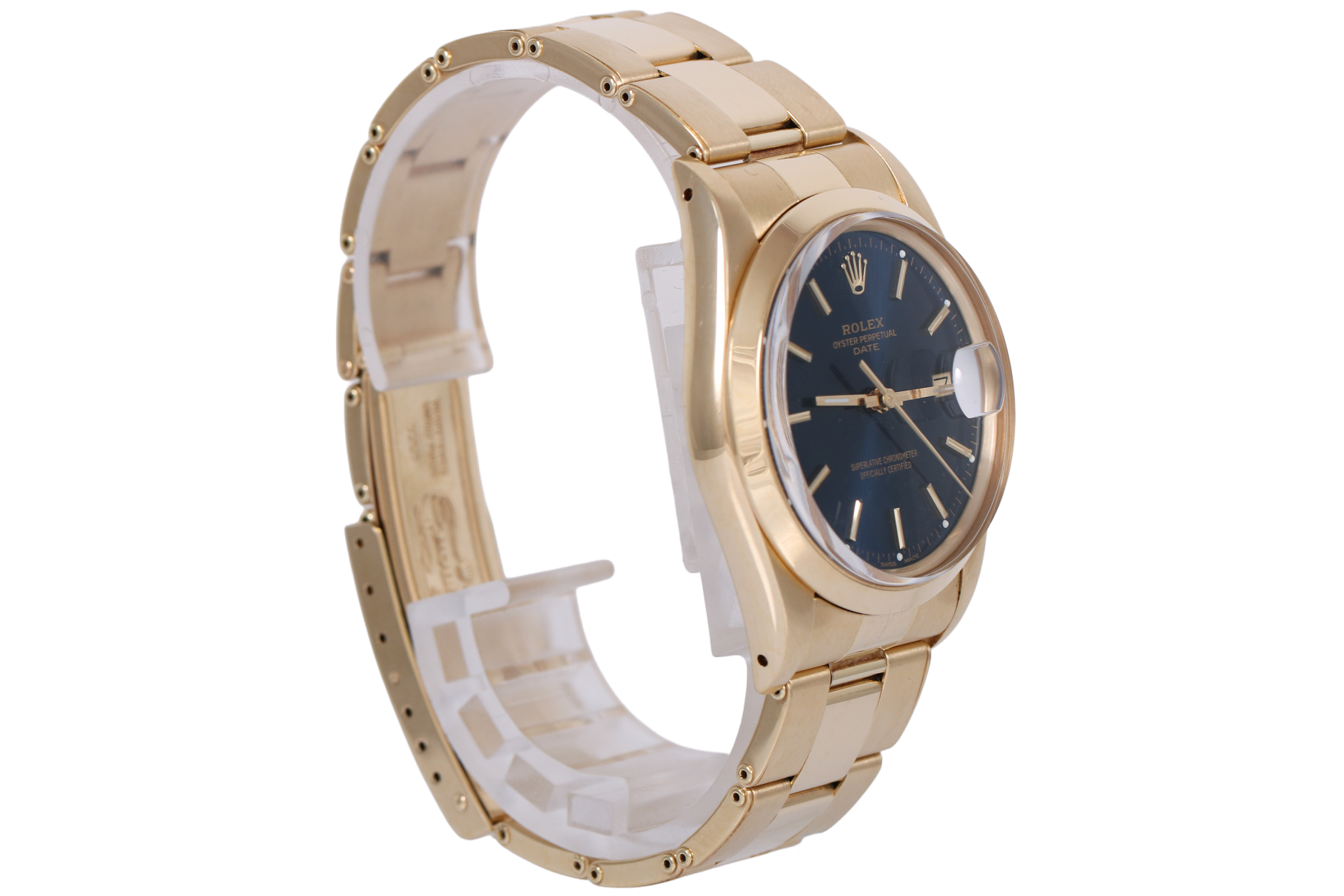 1987 Rolex Oyster Perpetual Date 14K Yellow Gold - 15007 (Blue)