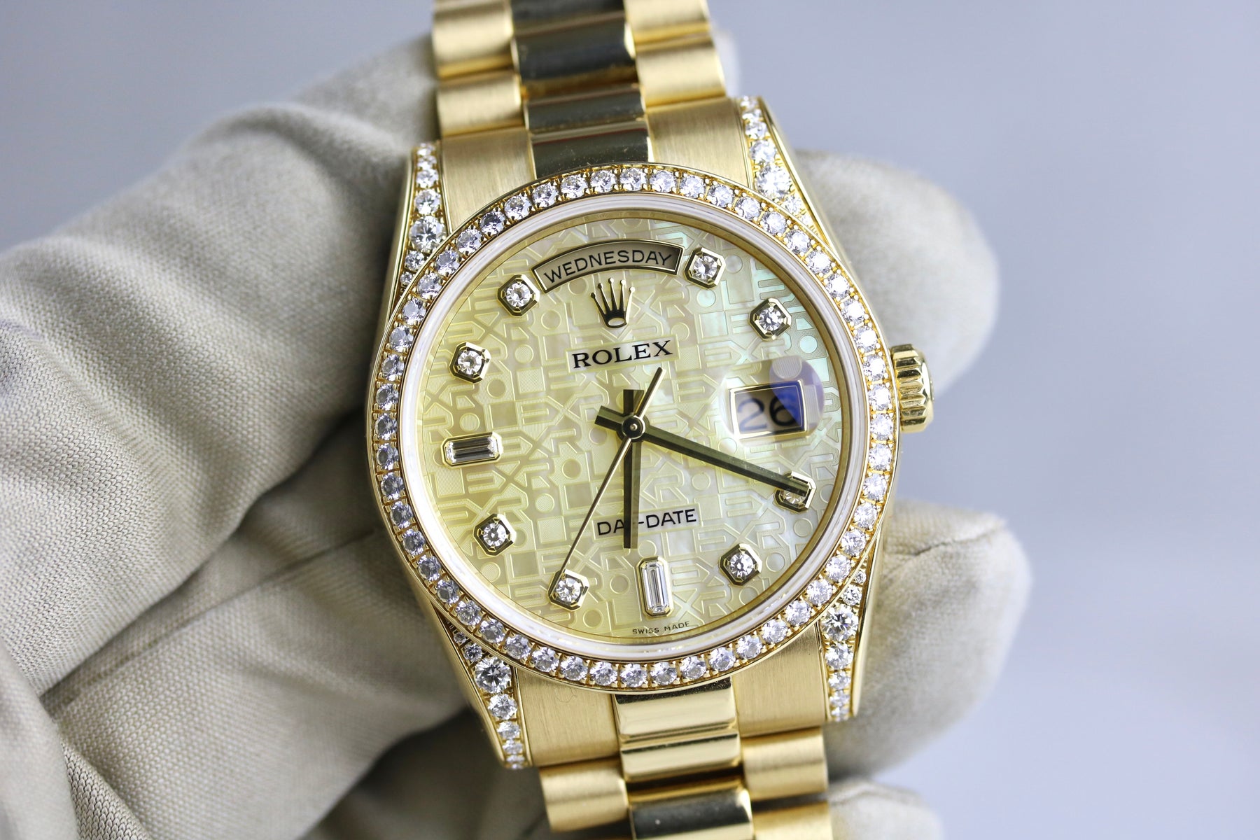 2007 Rare ROLEX 118388 Daydate 36mm Factory MOP Computer Diamond Dial Factory Diamonds