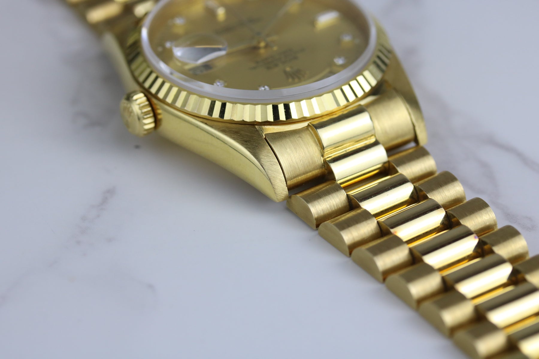 1990 ROLEX 18238 Daydate 36mm Factory Diamond Dial Tight Bracelet