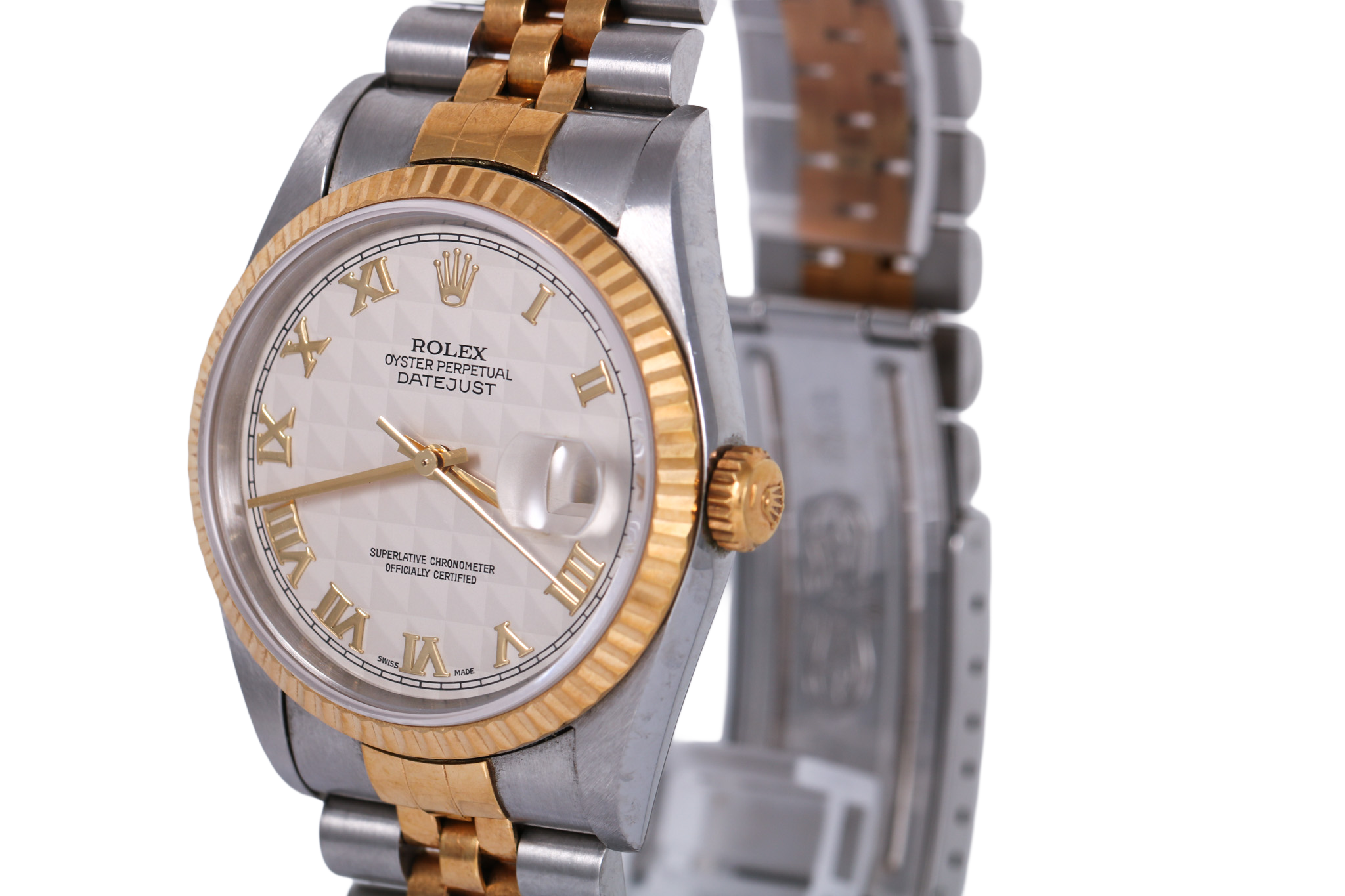 1993 Rolex Datejust 36mm No Holes Case - 16233 (Ivory Pyramid Dial)