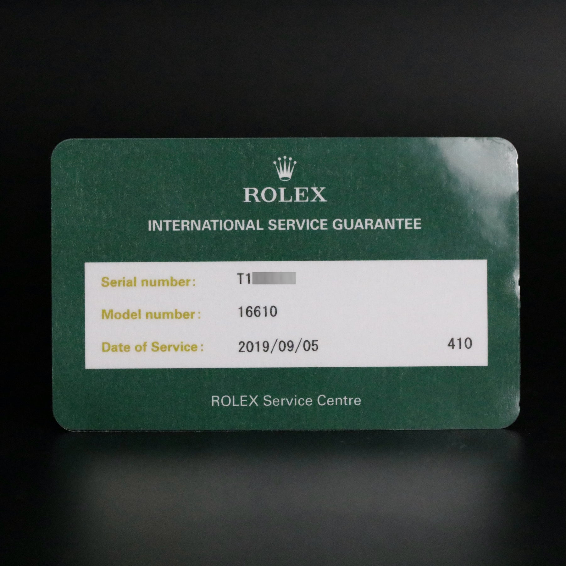 1996 Rolex 16610 Submariner with Rolex Service Card