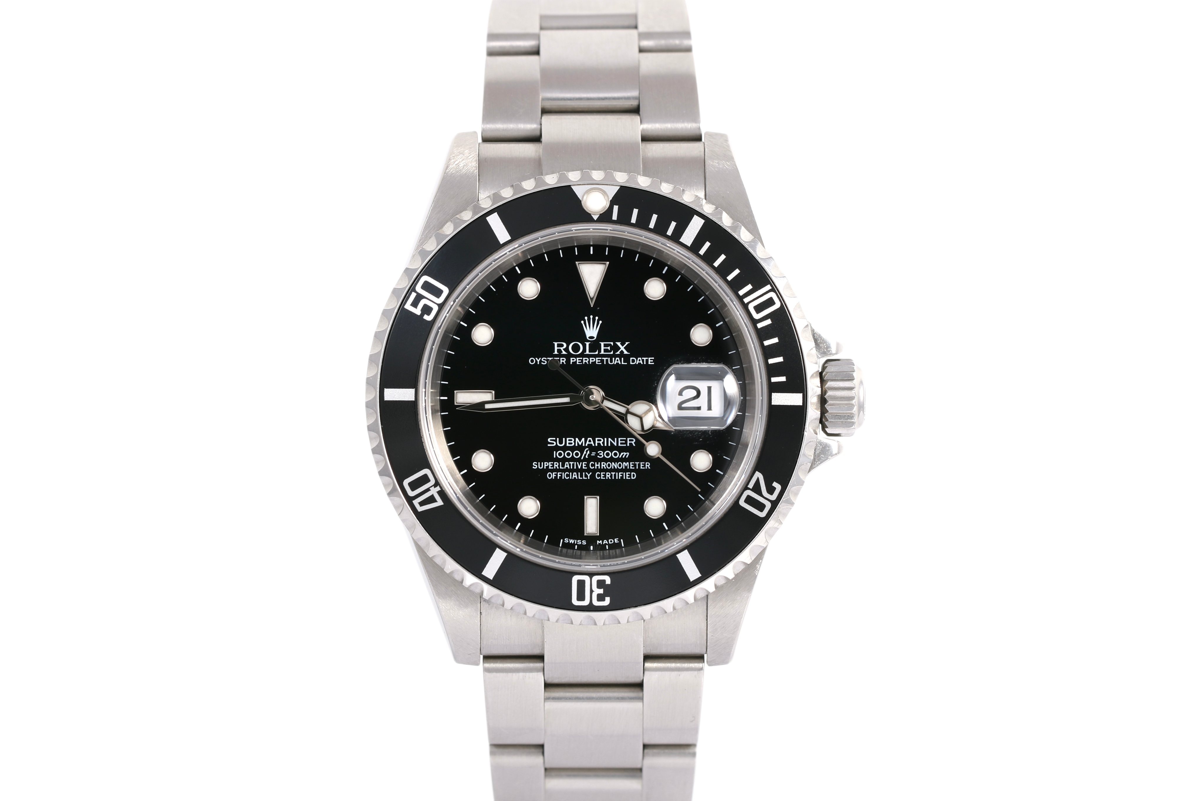 2004 Rolex Submariner Date 40mm No Holes Case - 16610 (Black)