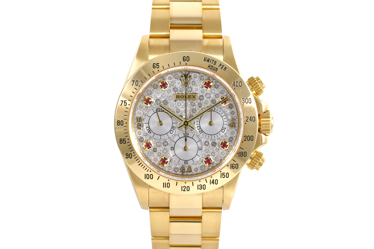 1993 Rolex Daytona 18K Yellow Gold - 16528 (Factory Pave Diamond & Ruby)