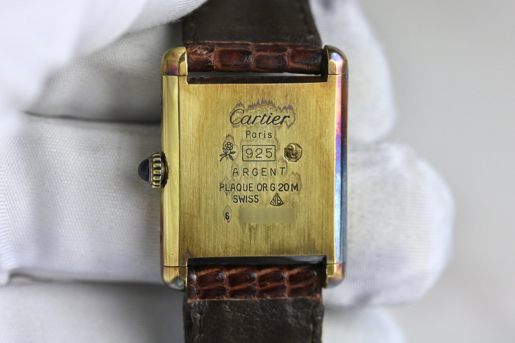 Cartier Must de Tank Vermeil Wood Dial with Box & Papers