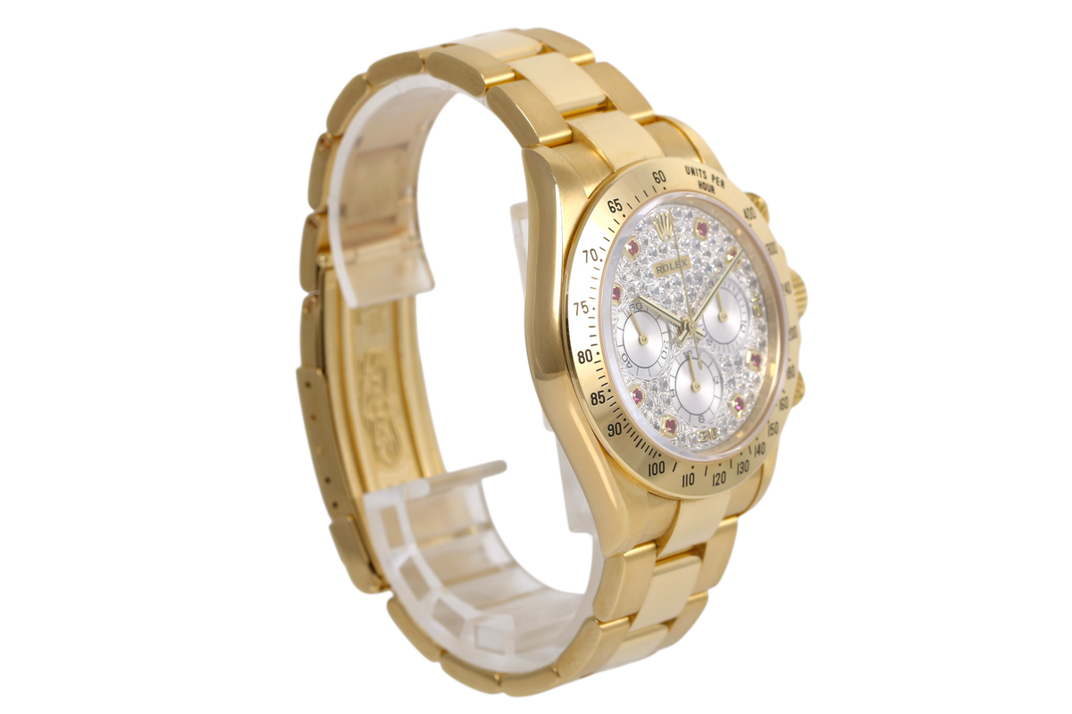 1993 Rolex Daytona 18K Yellow Gold - 16528 (Factory Pave Diamond & Ruby)