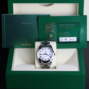 UNWORN 2023 Rolex 126300 Datejust 41mm White Roman Dial with Box & Papers