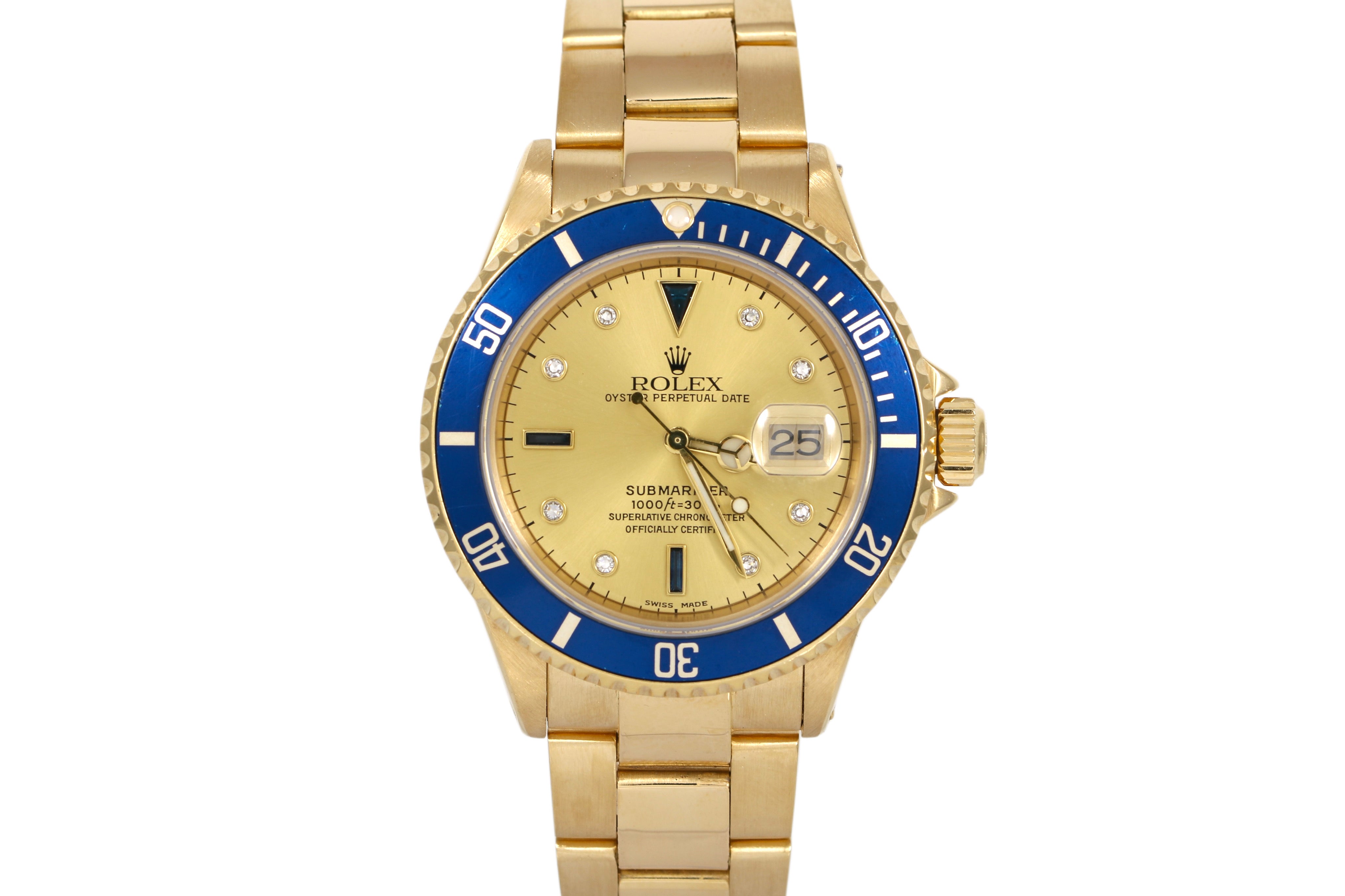 1989 Submariner Date 40mm 18K Yellow Gold  - 16618SG (Champagne Serti)