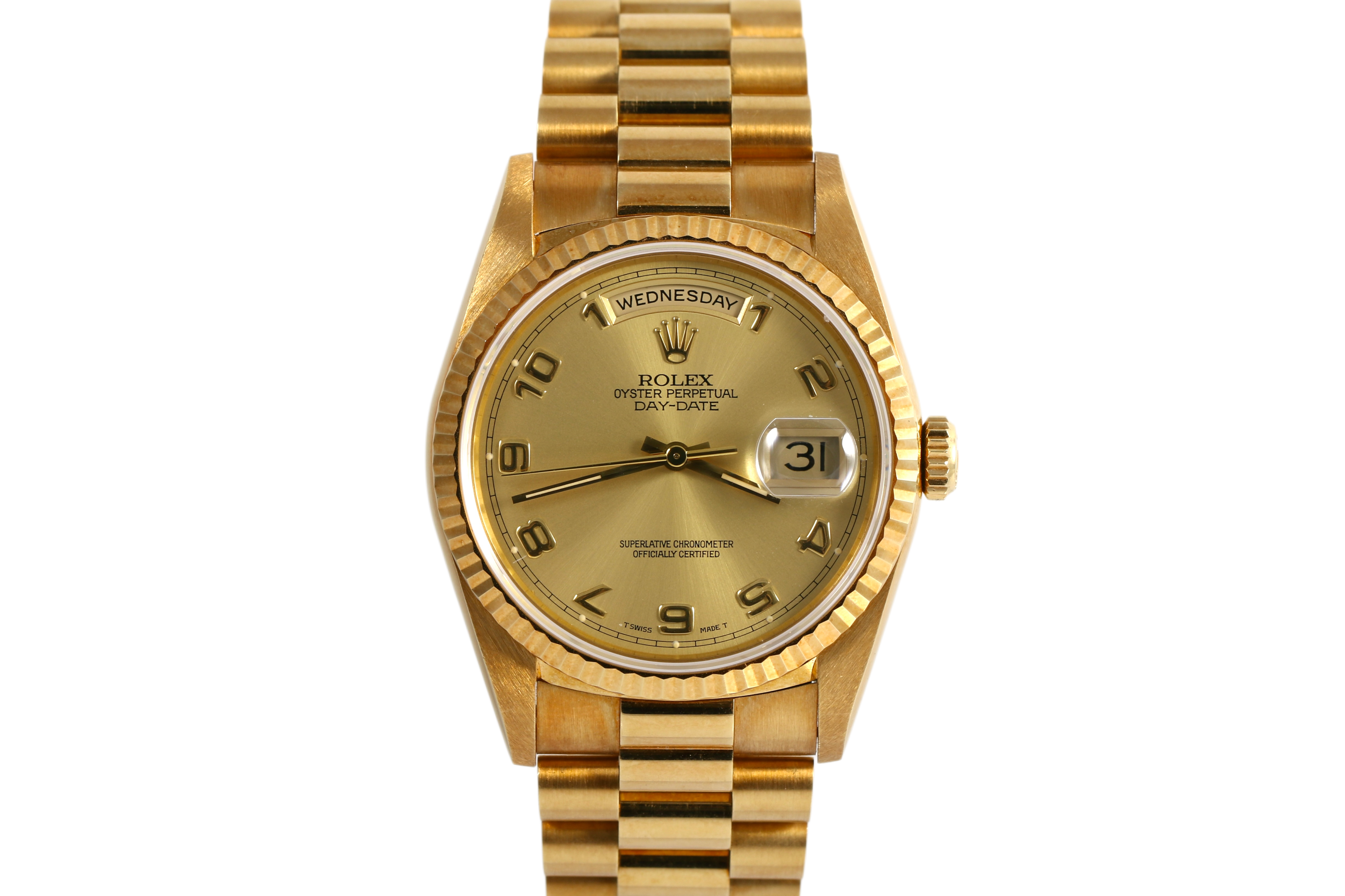 UNPOLISHED 1990 Rolex Day-Date 36mm - 18238 (Champagne Arabic)