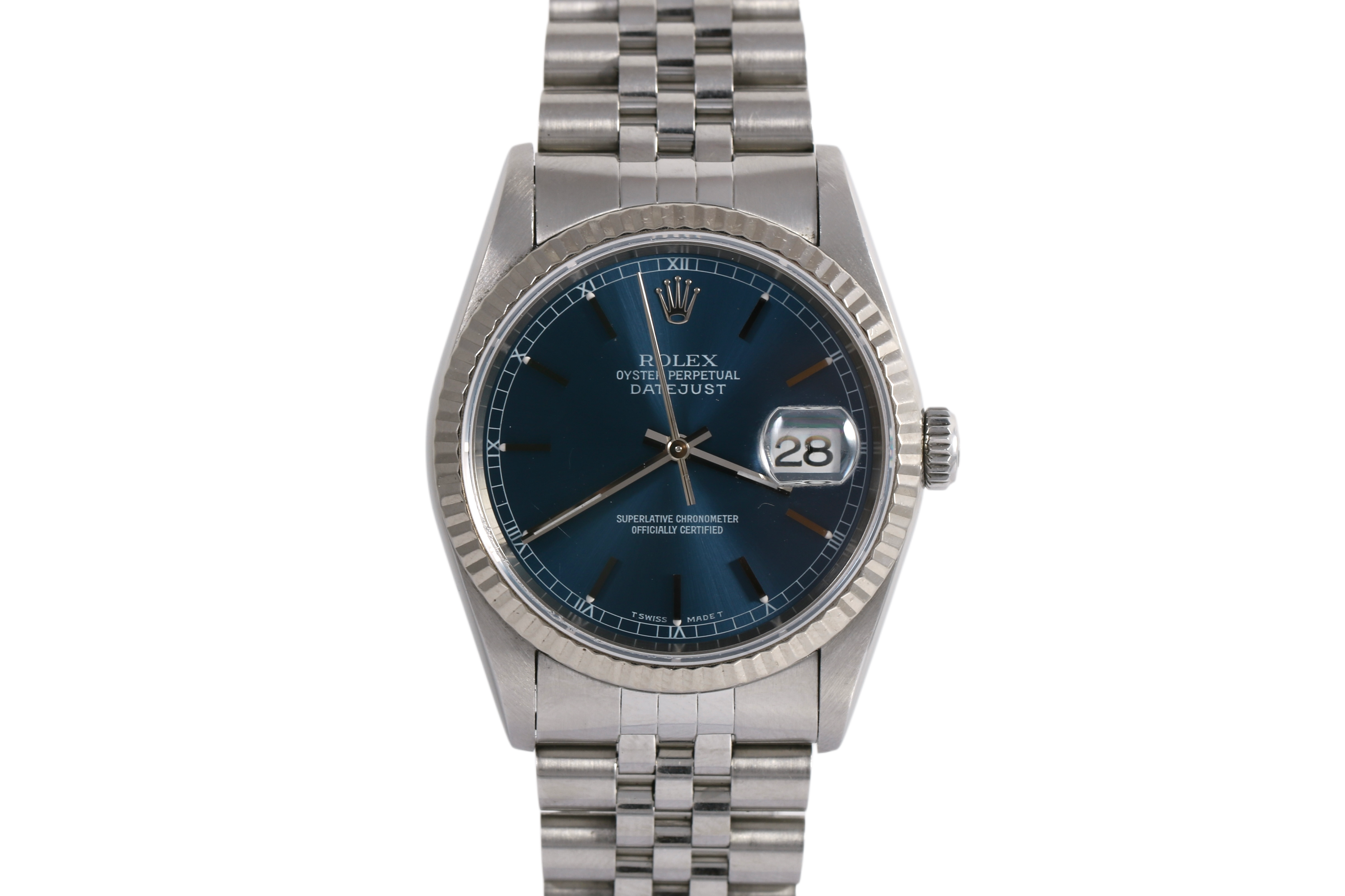 1996 Rolex Datejust 36mm No Holes Case - 16234 (Blue)