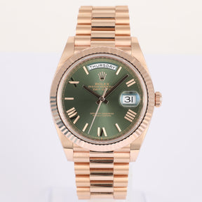 2024 ROLEX 228235 Daydate 40mm Olive Dial with Box & Papers