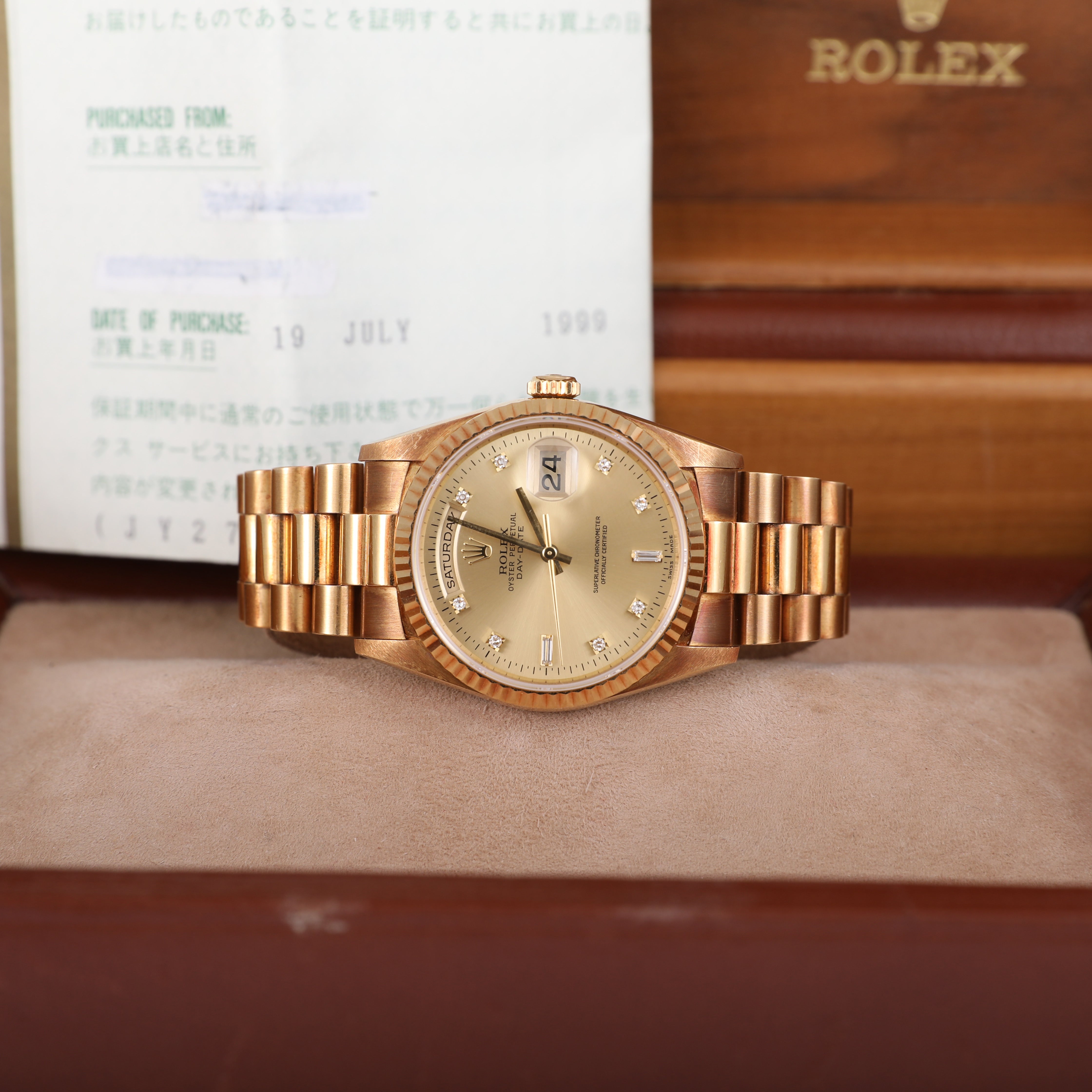 **UNPOLISHED** 1995 ROLEX 18238 Daydate 36mm with Box & Papers