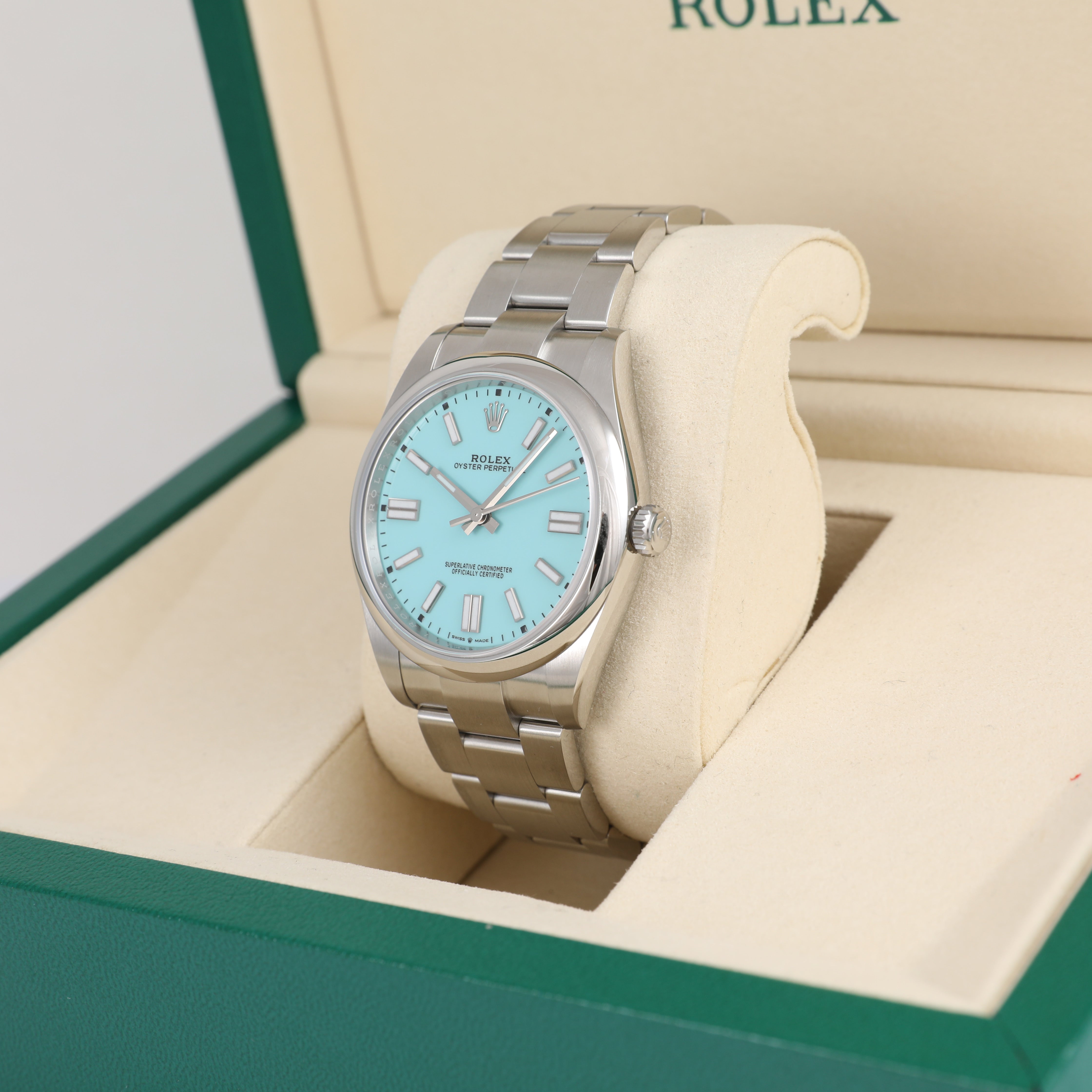 UNWORN 2021 ROLEX 124300 Oyster Perpetual 41mm Turquoise with Box & Papers