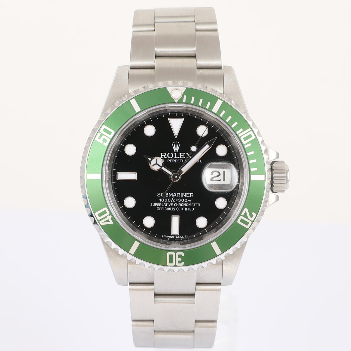 2008 ROLEX 16610LV Submariner "Kermit" with Box & Papers