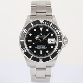 2005 ROLEX 16610 Submariner No Holes Case with Box & Papers