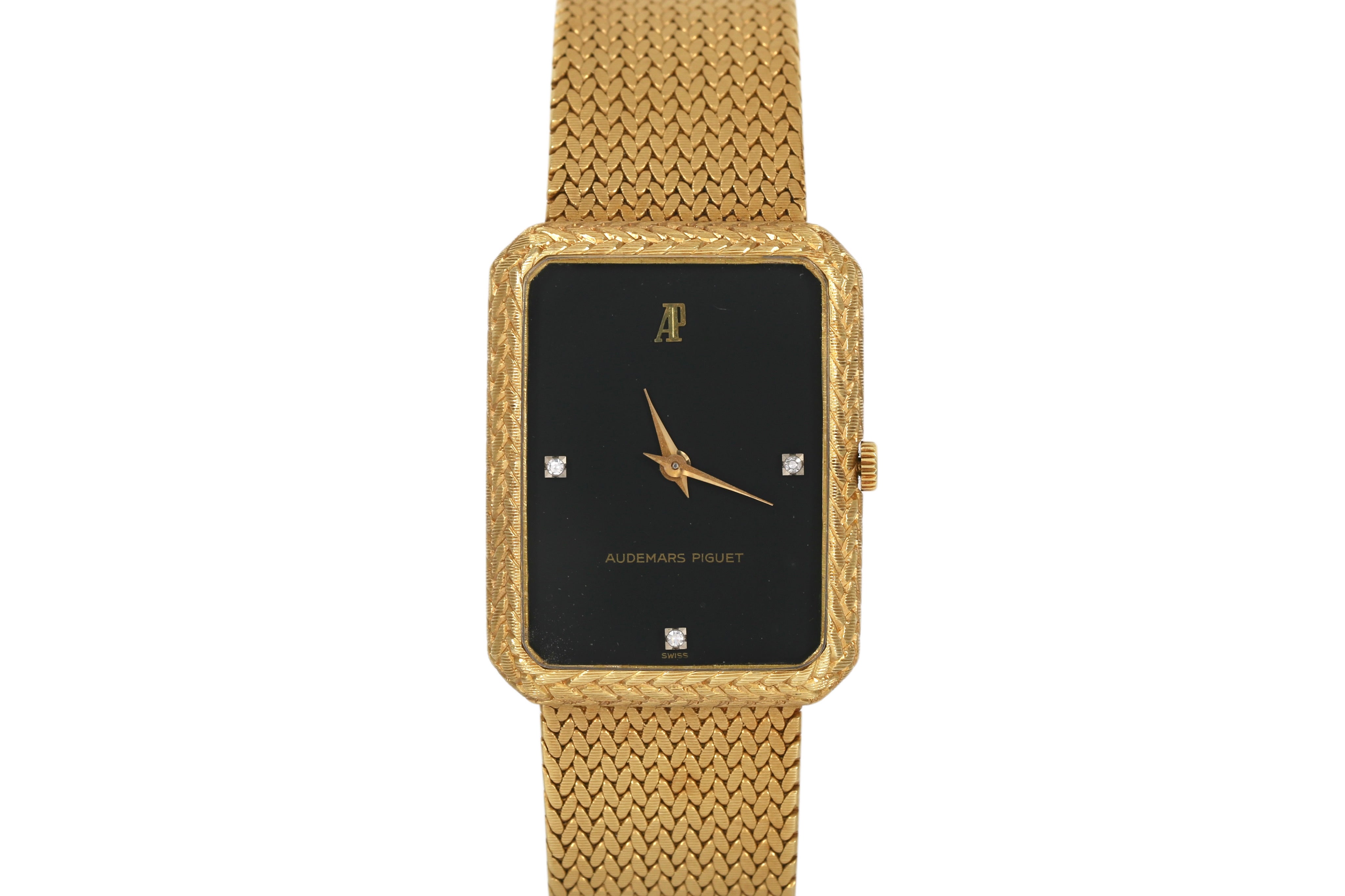 1980s Audemars Piguet 25mm 18K Yellow Gold (Black Diamond Dial)