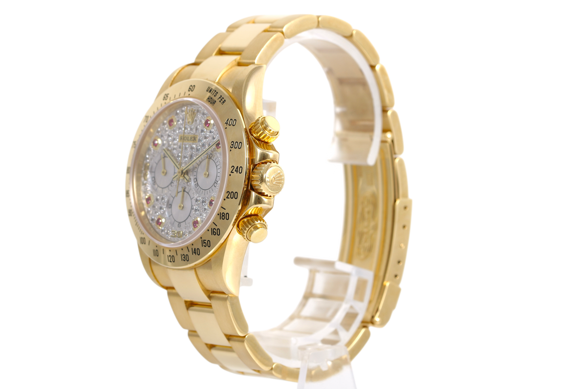 1993 Rolex Daytona 18K Yellow Gold - 16528 (Factory Pave Diamond & Ruby)