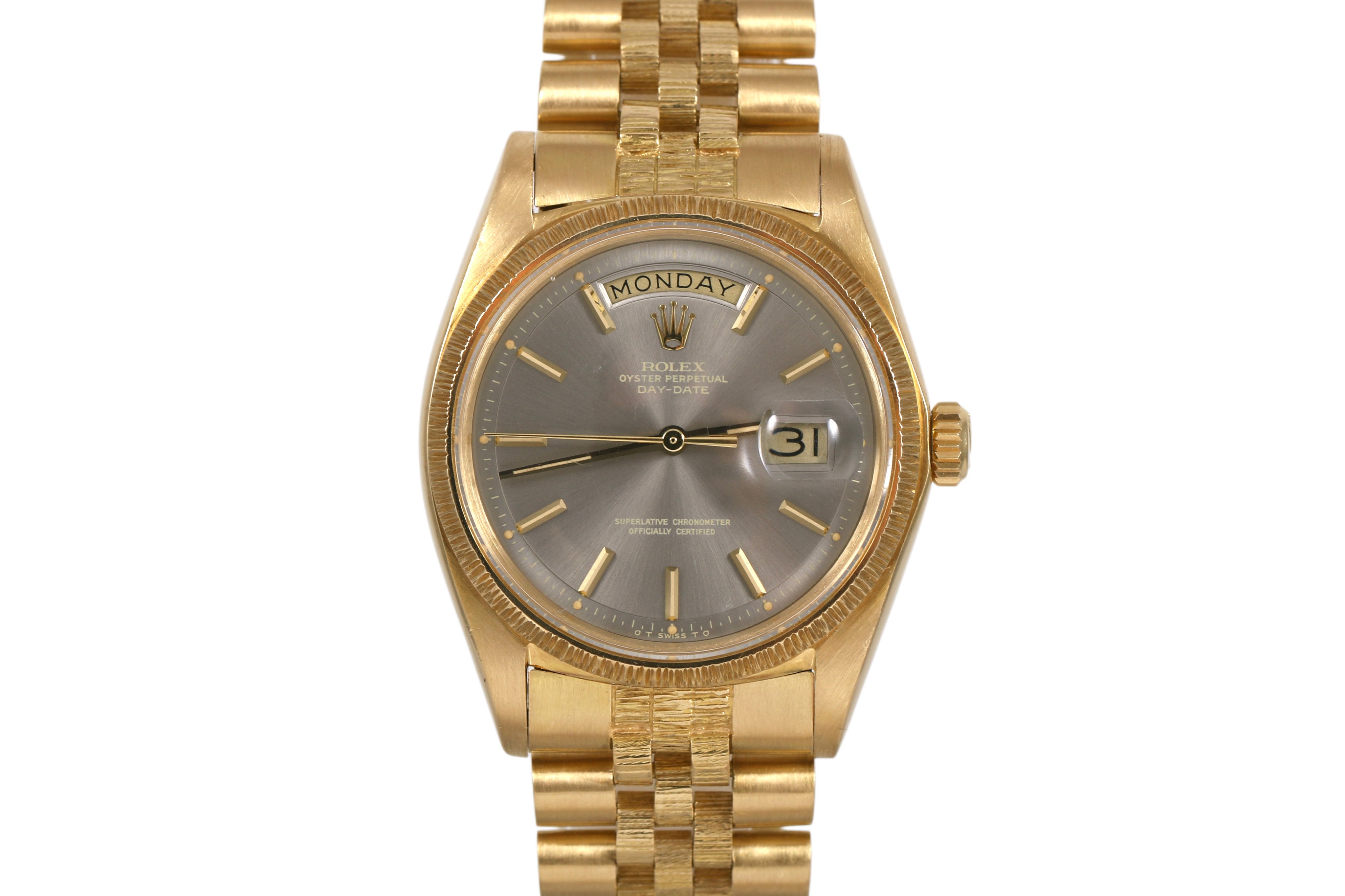 1970 Rolex Daydate 36mm Bark Finish - 1807 (Factory Grey Dial)
