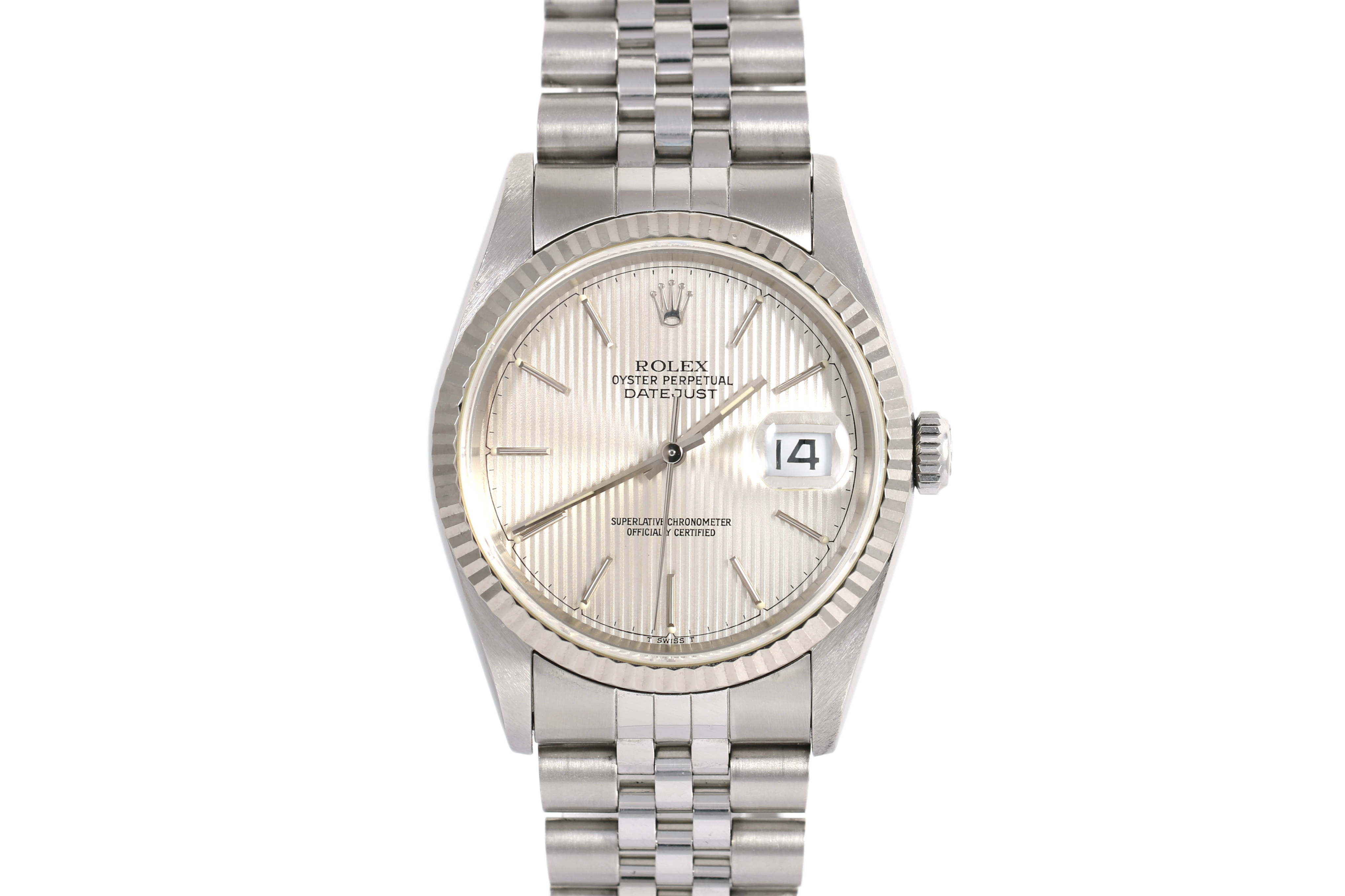 1994 Rolex Datejust 36mm No Holes Case - 16234 (Silver Tapestry)