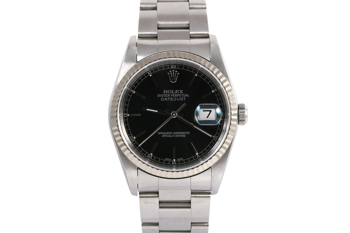 2004 Rolex Datejust 36mm No Holes Case - 16234 (Black)